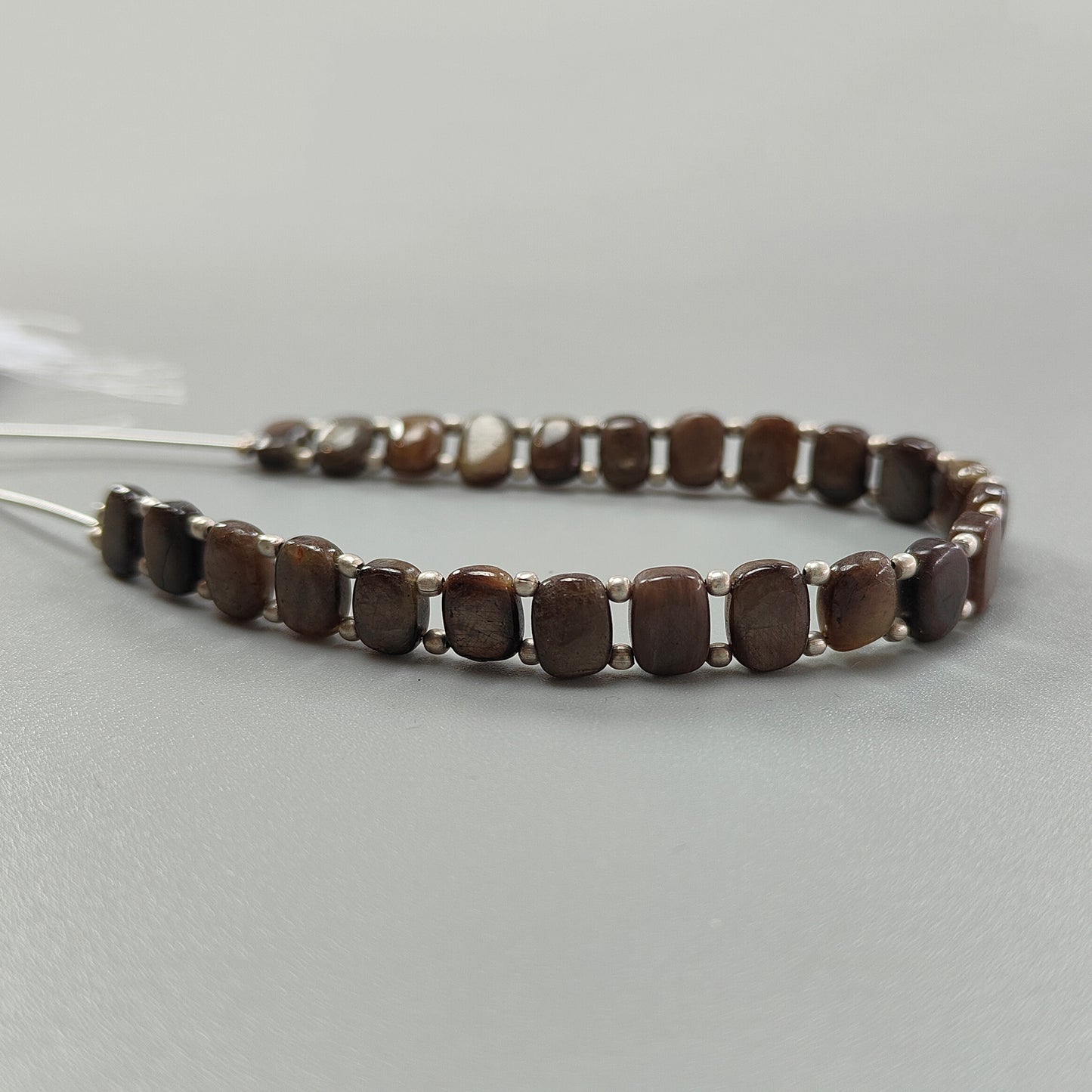 Chocolate Sapphire Smooth Loose Beads: 76.80cts Natural 925 Silver Golden Sapphire Gemstone Cushion Plain Beads 8.5mm 7" Strand for Bracelet (Copy) (Copy)