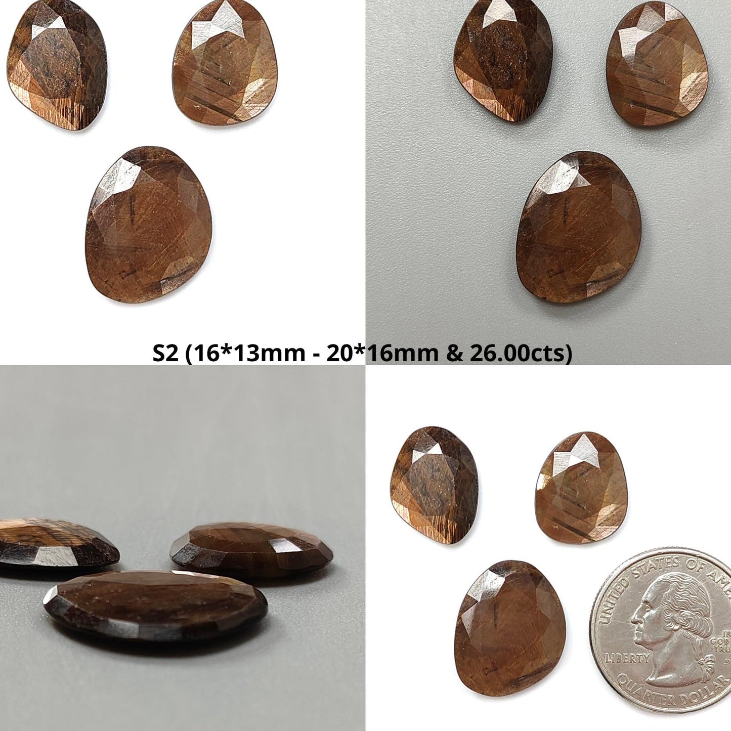 Golden Brown Chocolate Sapphire Gemstone Faceted Cut: Natural Untreated Unheated Sapphire Fancy Shape 3pcs, 5pcs Set for Jewelry