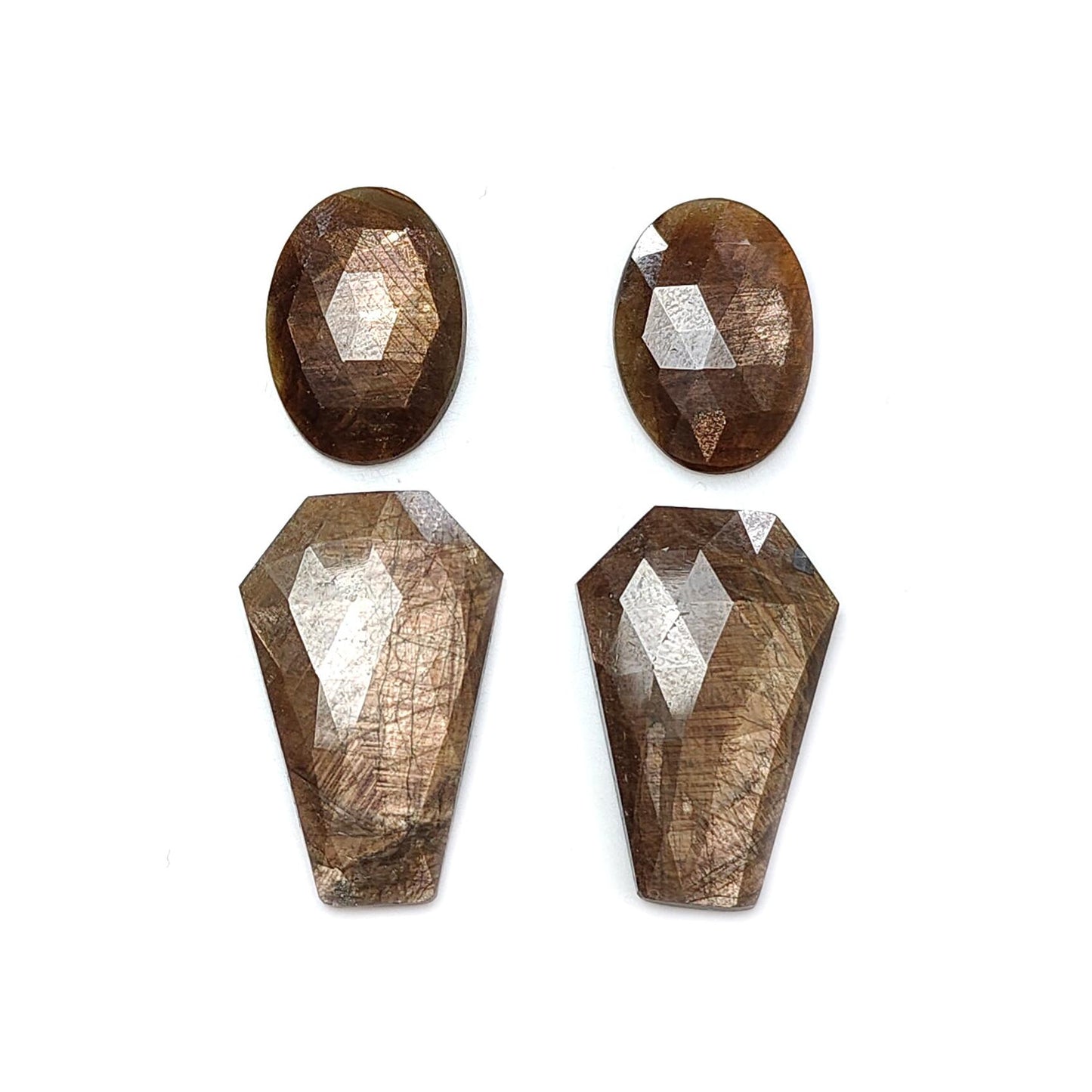 Golden Brown Chocolate Sapphire Gemstone Rose Cut Slices: 51.20cts Natural Untreated Sapphire Fancy Shape 19.5*13.5mm - 27*18mm 4pcs Set