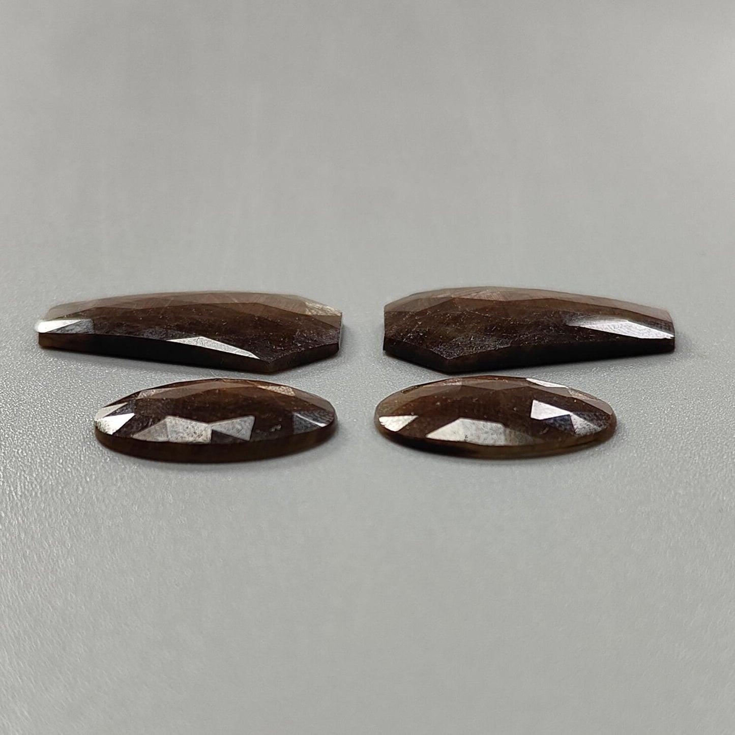 Golden Brown Chocolate Sapphire Gemstone Rose Cut Slices: 51.20cts Natural Untreated Sapphire Fancy Shape 19.5*13.5mm - 27*18mm 4pcs Set