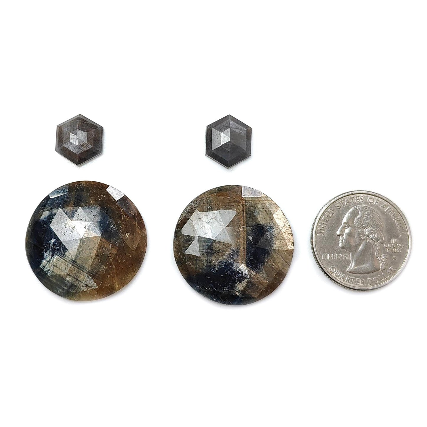 Golden Brown Chocolate Sapphire Gemstone Rose Cut Slices: 90.80cts Natural Untreated Sapphire Round Shape 13*11mm - 29mm 4pcs Set