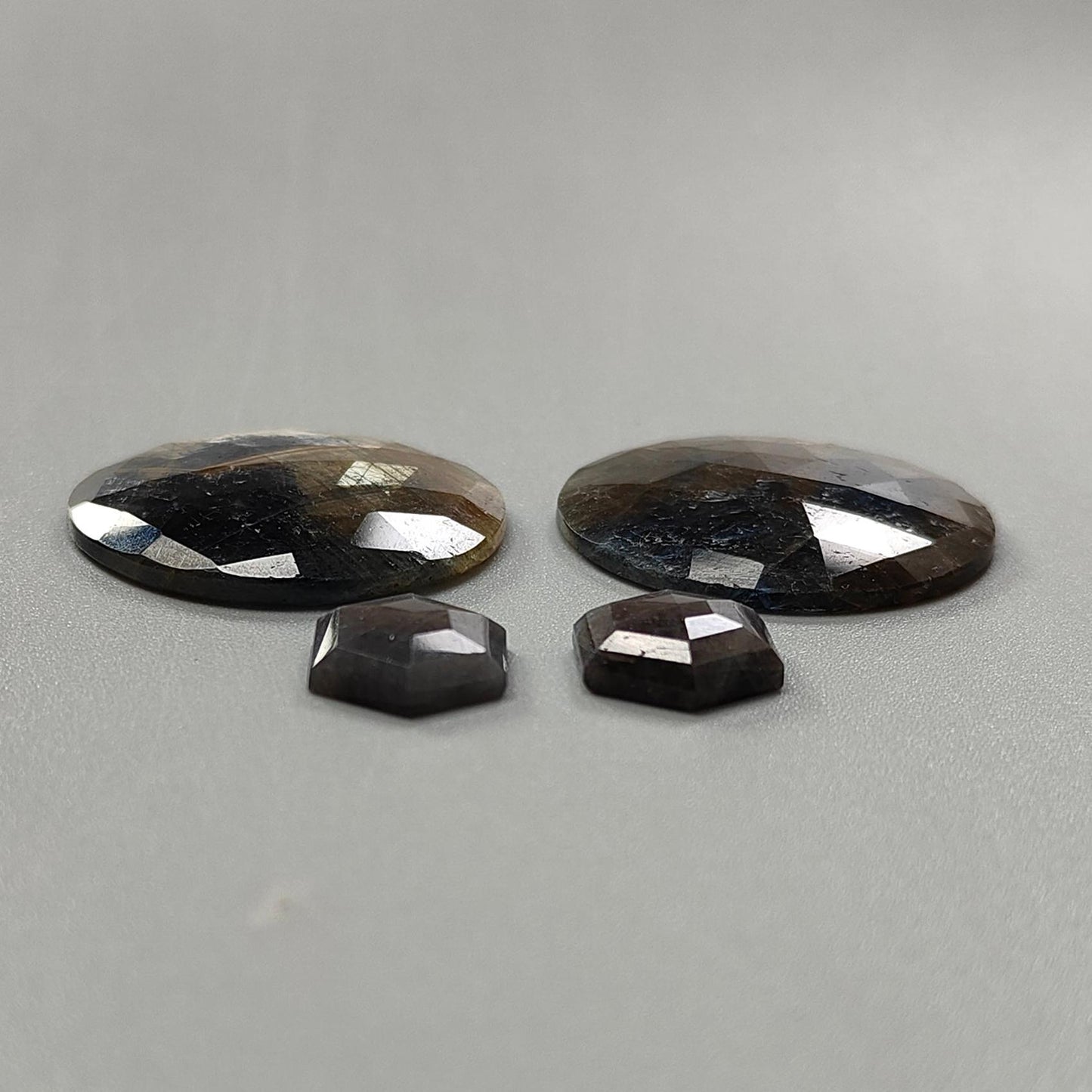 Golden Brown Chocolate Sapphire Gemstone Rose Cut Slices: 90.80cts Natural Untreated Sapphire Round Shape 13*11mm - 29mm 4pcs Set
