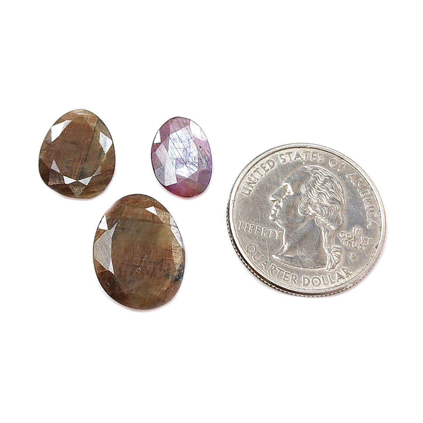 Golden Brown Chocolate & Pink Sapphire Gemstone Faceted Cut: 22.10cts Natural Untreated Sapphire Fancy Shape 13*9mm - 17*13mm 3pcs Set