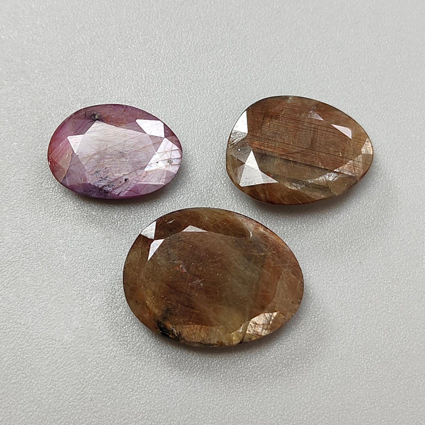Golden Brown Chocolate & Pink Sapphire Gemstone Faceted Cut: 22.10cts Natural Untreated Sapphire Fancy Shape 13*9mm - 17*13mm 3pcs Set