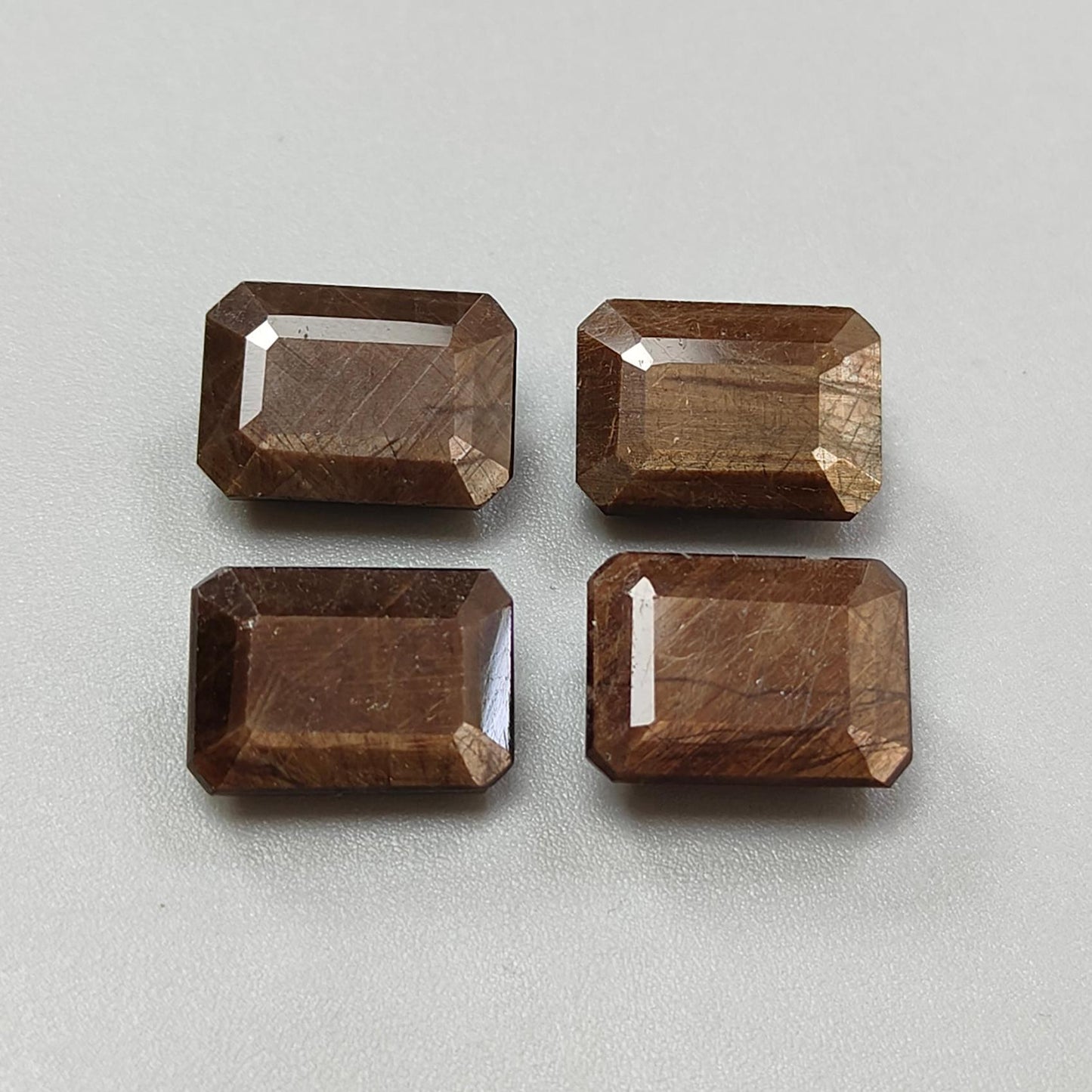 Golden Brown & Silver Gray Sapphire Faceted Cut: Natural Untreated Unheated Sapphire Gemstone Oval, Rectangle Shape 2pcs, 3pcs, 4pcs Set