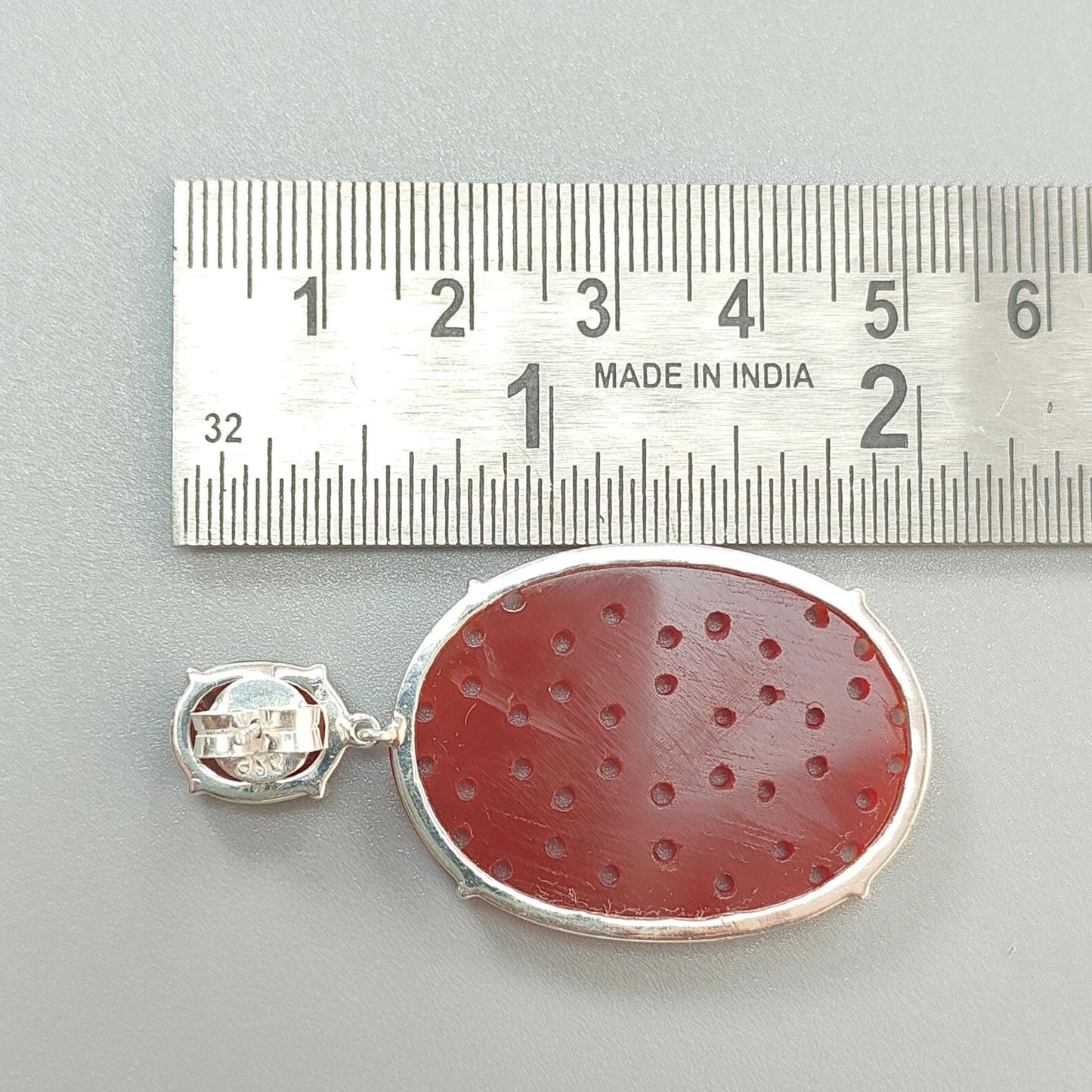 Orange Onyx Carving Silver Earring: 15.21gms Natural Onyx Gemstone Oval Shape Hand Carved 925 Sterling Silver Prong Set Stud Push Back Earring 2.00"