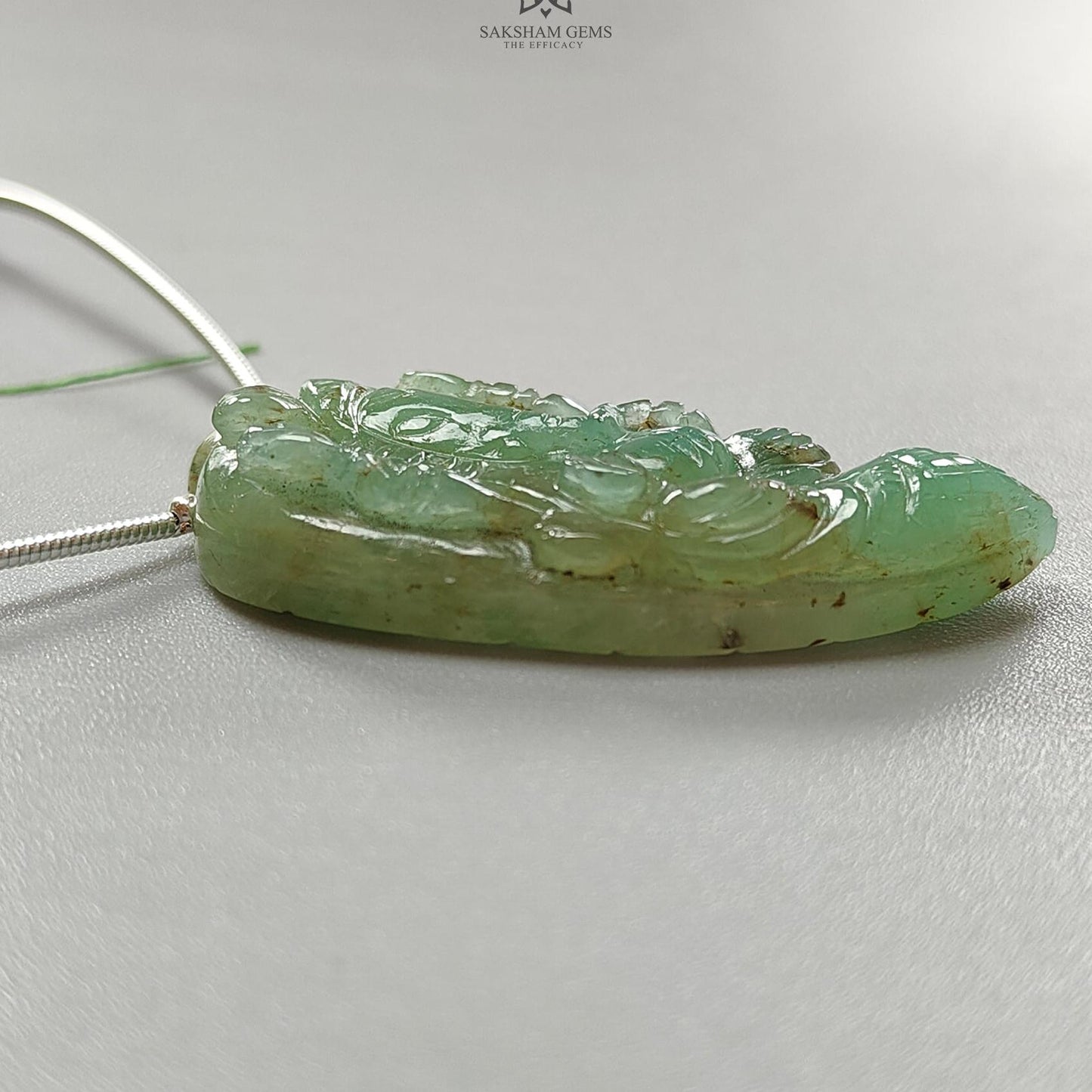 Emerald Gemstone Carving Loose Beads: 39.50cts Natural Untreated Green Emerald May Birthstone Lord Ganesha Idol Beads 38*20mm 1pcs Jewelry