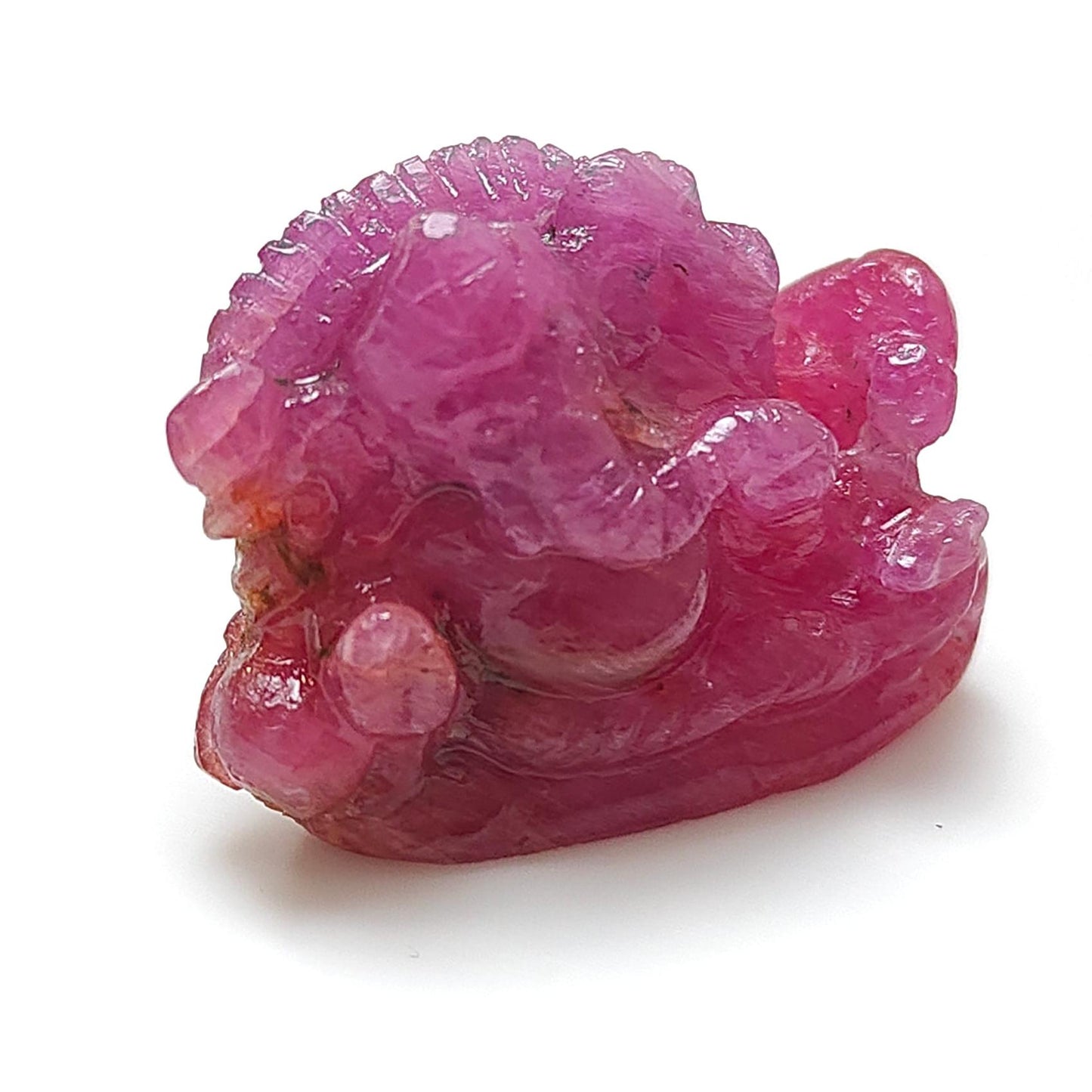 Ruby Gemstone Sculpture Figurine: 88.50cts Natural Untreated Ruby Lord Ganesha Idol Carving 32*23mm July Birthstone