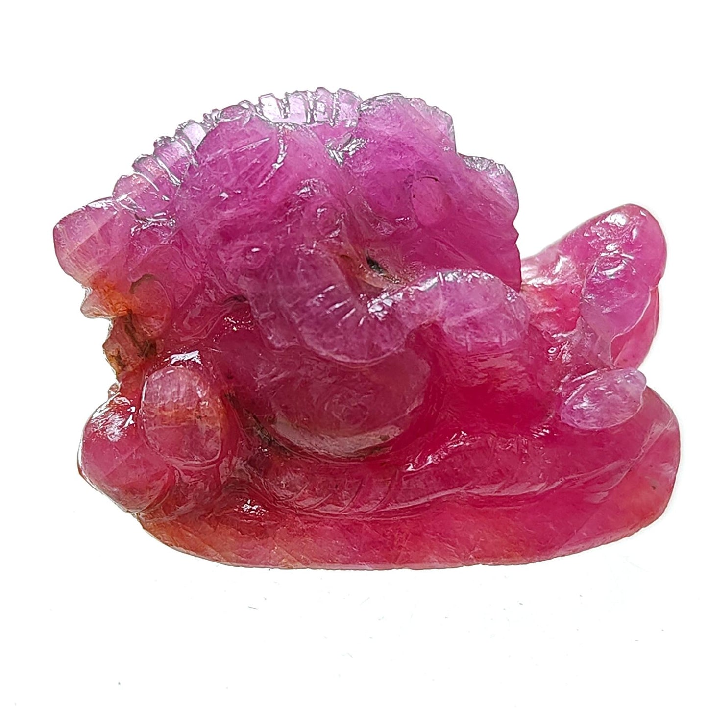 Ruby Gemstone Sculpture Figurine: 88.50cts Natural Untreated Ruby Lord Ganesha Idol Carving 32*23mm July Birthstone