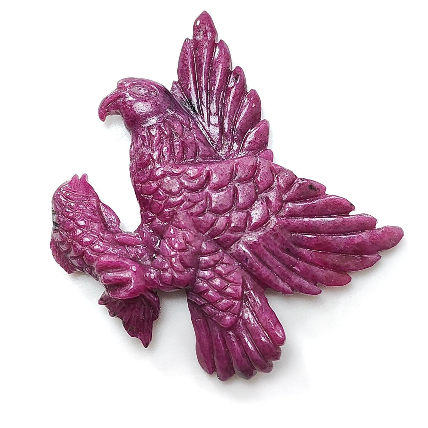 Ruby Gemstone Sculpture Figurine: 92.00cts Natural Untreated Ruby Bird Carving 41*35mm July Birthstone