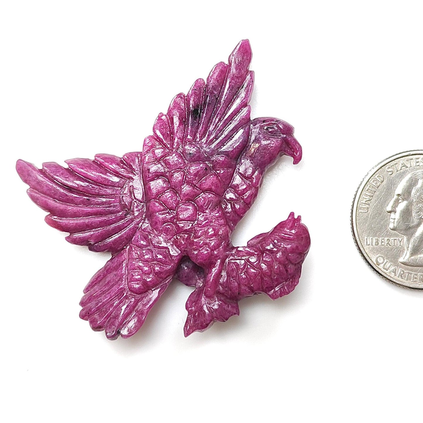Ruby Gemstone Sculpture Figurine: 92.00cts Natural Untreated Ruby Bird Carving 41*35mm July Birthstone