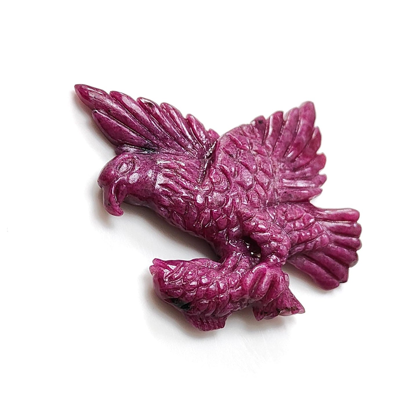 Ruby Gemstone Sculpture Figurine: 92.00cts Natural Untreated Ruby Bird Carving 41*35mm July Birthstone
