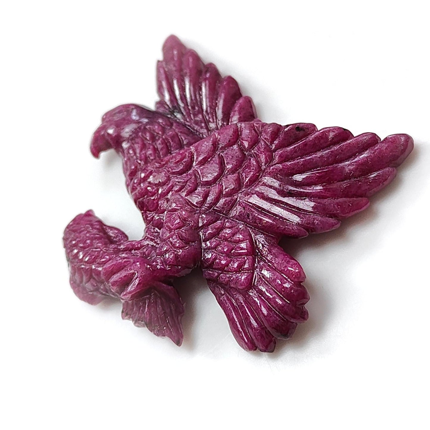 Ruby Gemstone Sculpture Figurine: 92.00cts Natural Untreated Ruby Bird Carving 41*35mm July Birthstone