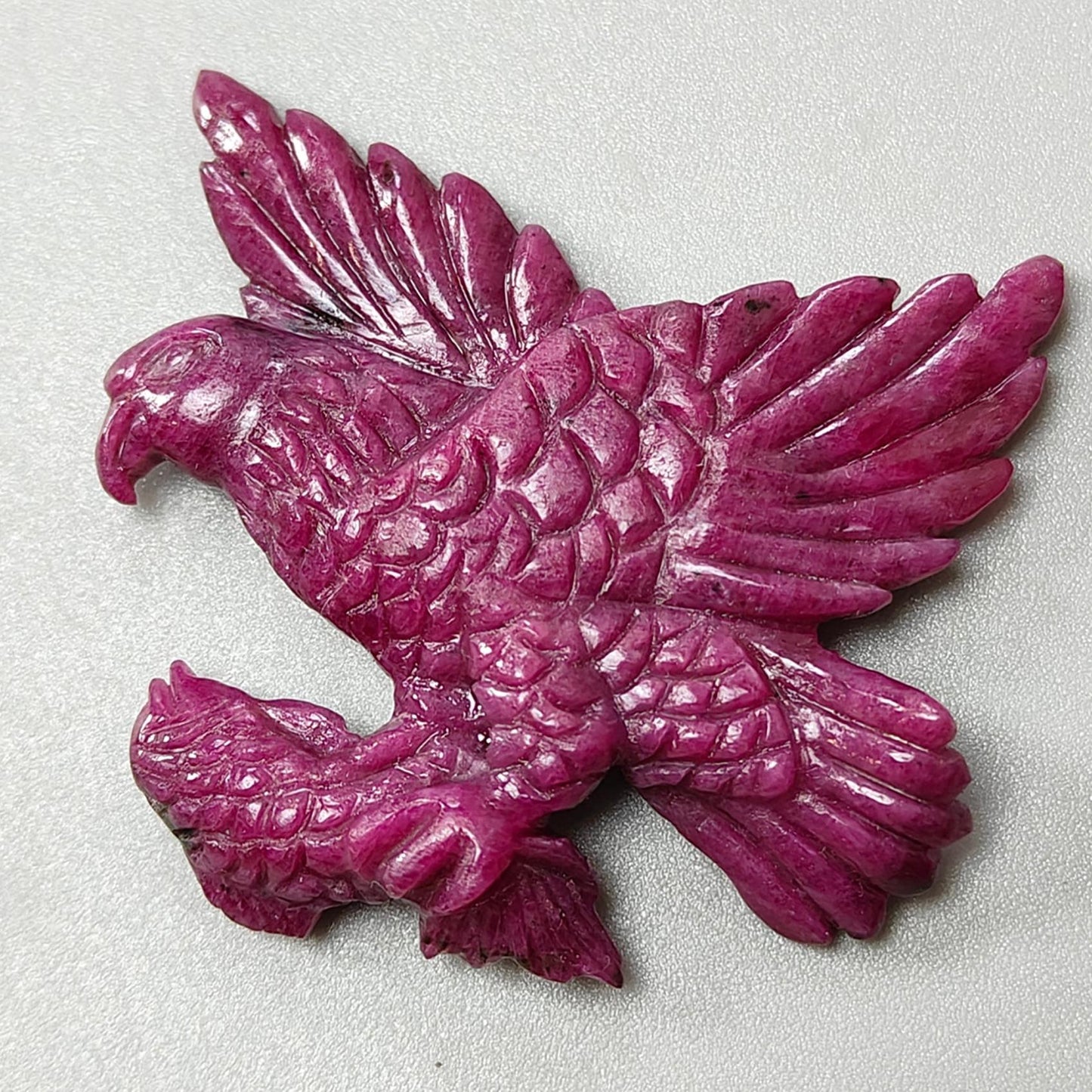 Ruby Gemstone Sculpture Figurine: 92.00cts Natural Untreated Ruby Bird Carving 41*35mm July Birthstone