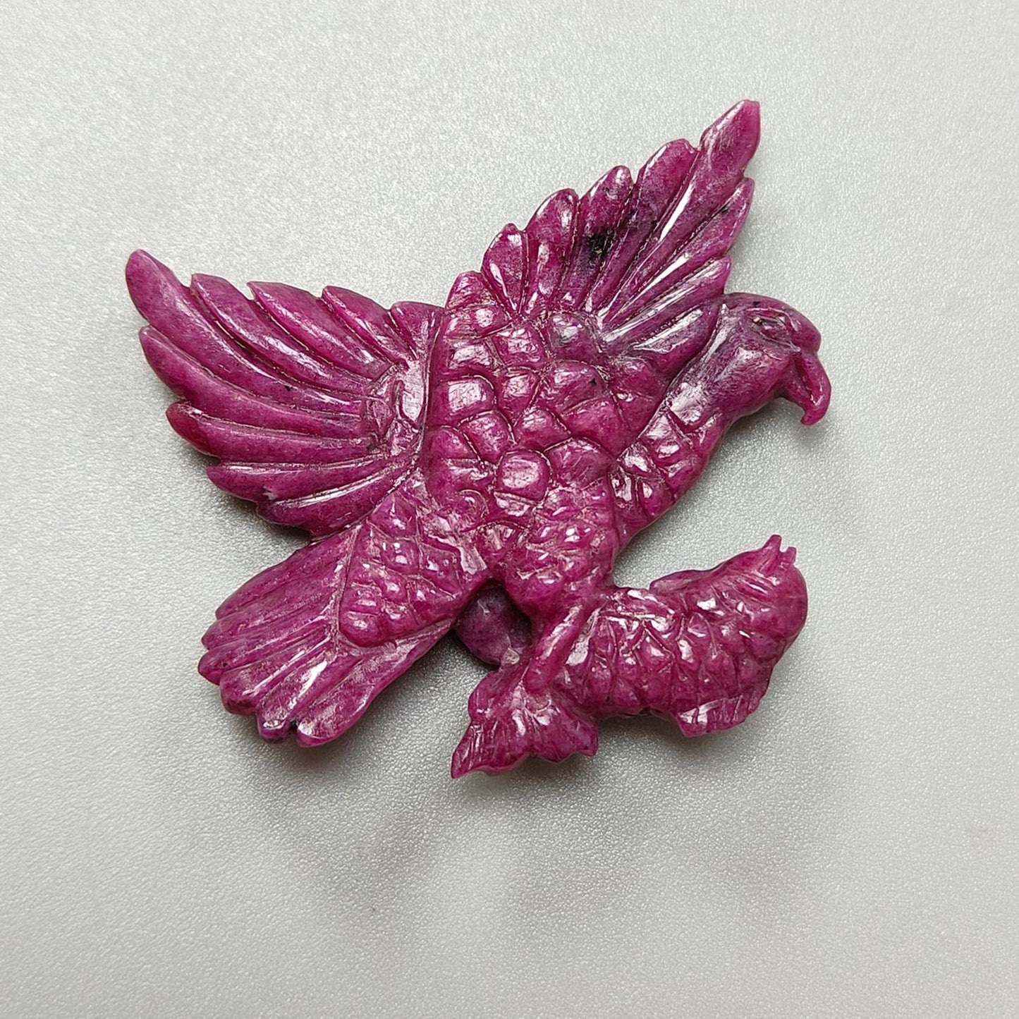 Ruby Gemstone Sculpture Figurine: 92.00cts Natural Untreated Ruby Bird Carving 41*35mm July Birthstone