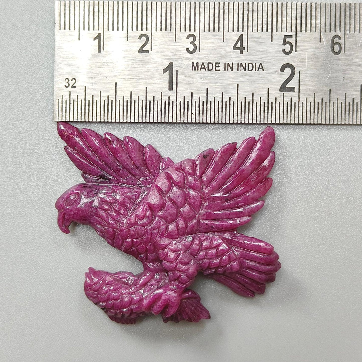 Ruby Gemstone Sculpture Figurine: 92.00cts Natural Untreated Ruby Bird Carving 41*35mm July Birthstone