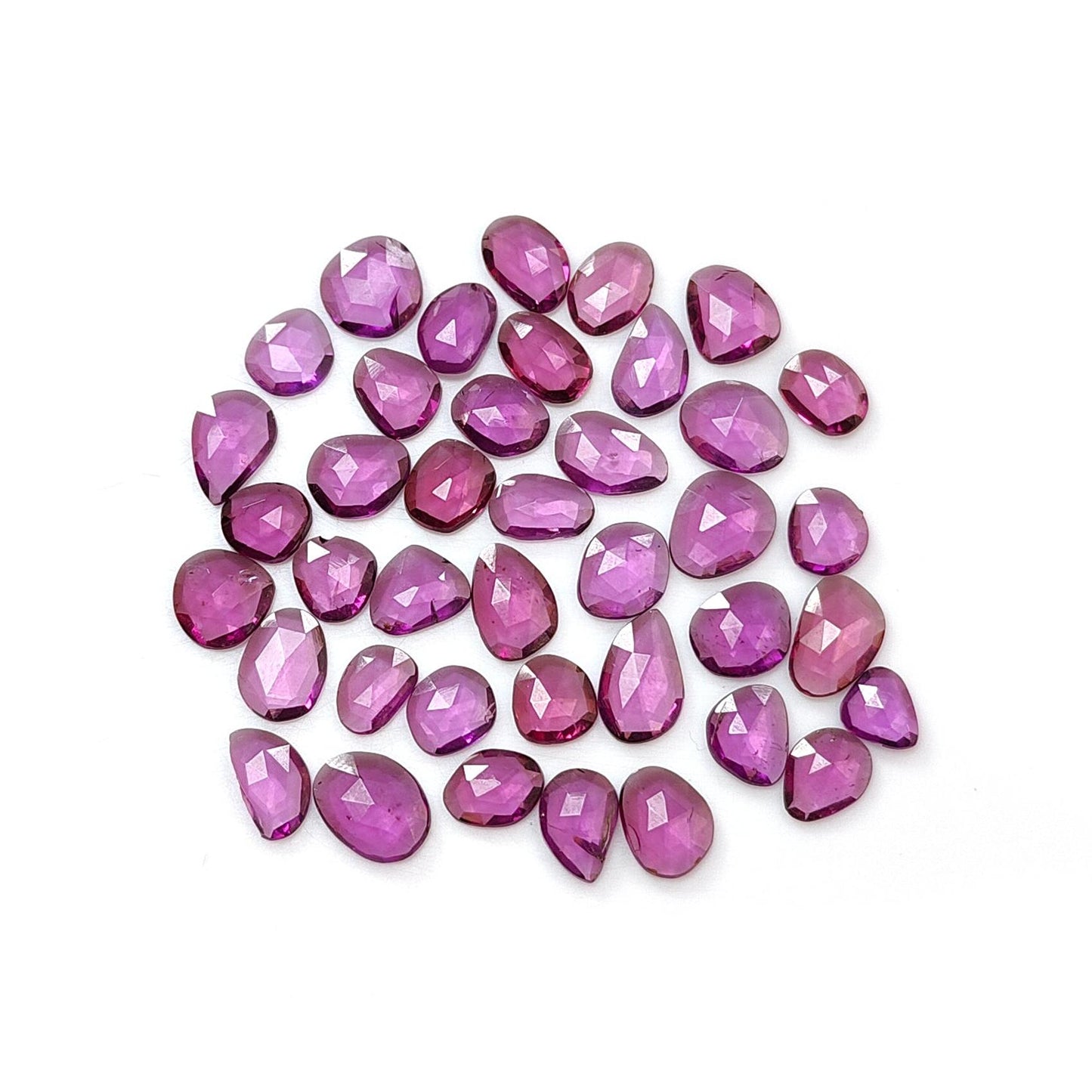 Purple Garnet Gemstone Faceted Cut: 30.60cts Natural Untreated Garnet Both Side Faceted Fancy Shape 40pcs Lot for Jewelry January Birthstone