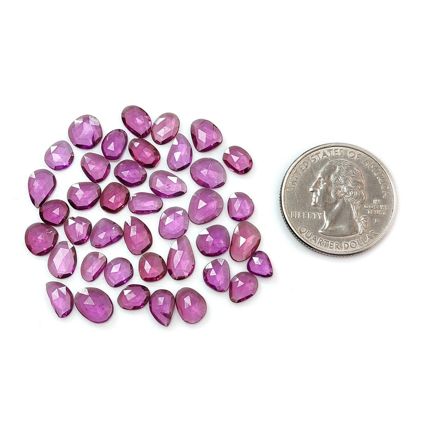 Purple Garnet Gemstone Faceted Cut: 30.60cts Natural Untreated Garnet Both Side Faceted Fancy Shape 40pcs Lot for Jewelry January Birthstone