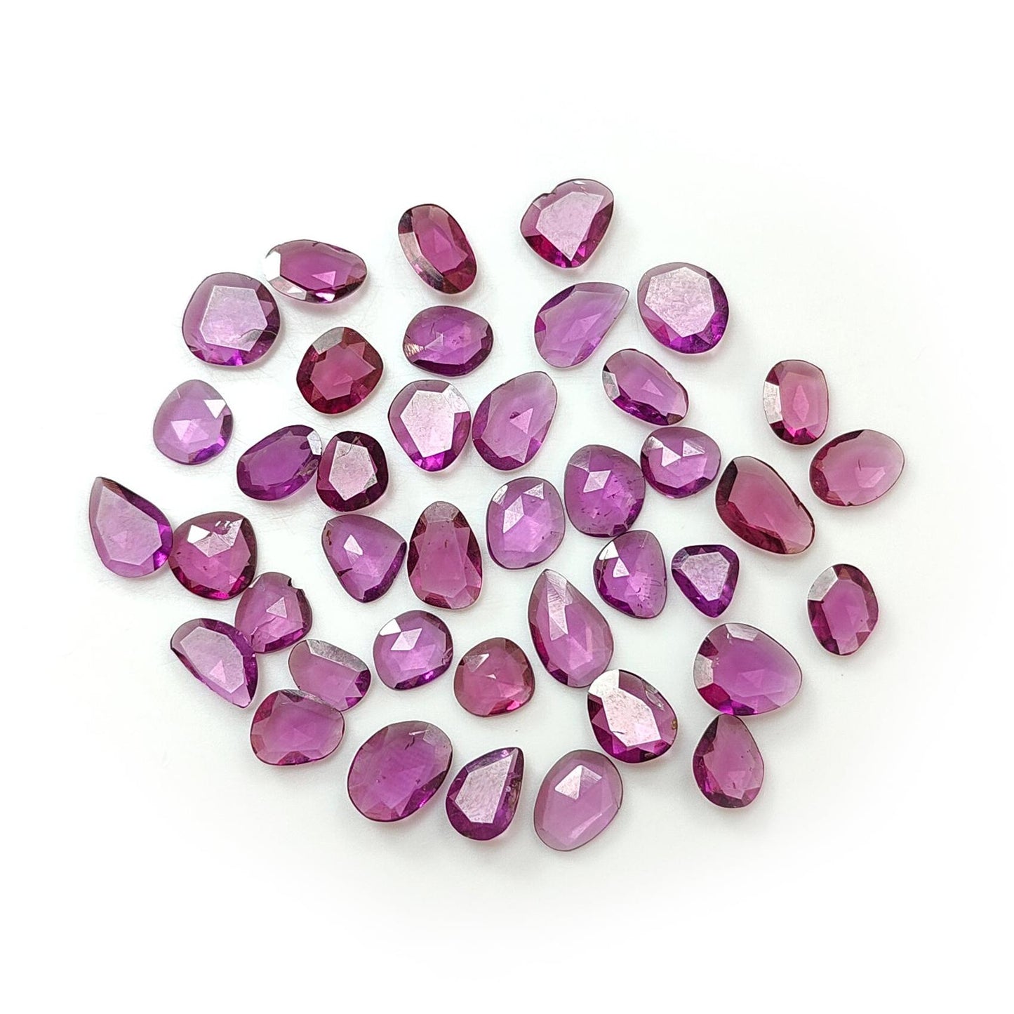 Purple Garnet Gemstone Faceted Cut: 30.60cts Natural Untreated Garnet Both Side Faceted Fancy Shape 40pcs Lot for Jewelry January Birthstone