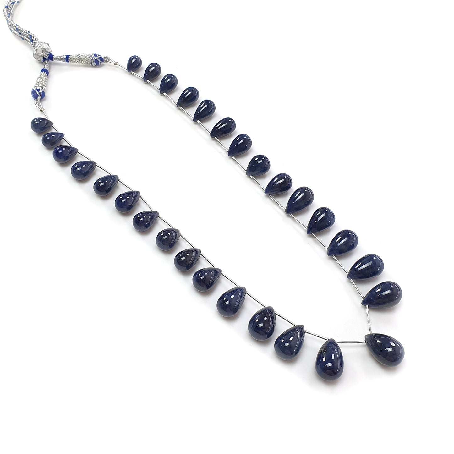 Blue Sapphire Plain Beads Necklace : 649.80cts Natural Sapphire Gemstone Plain Teardrop Beads Necklace 14mm - 22.5mm 20"