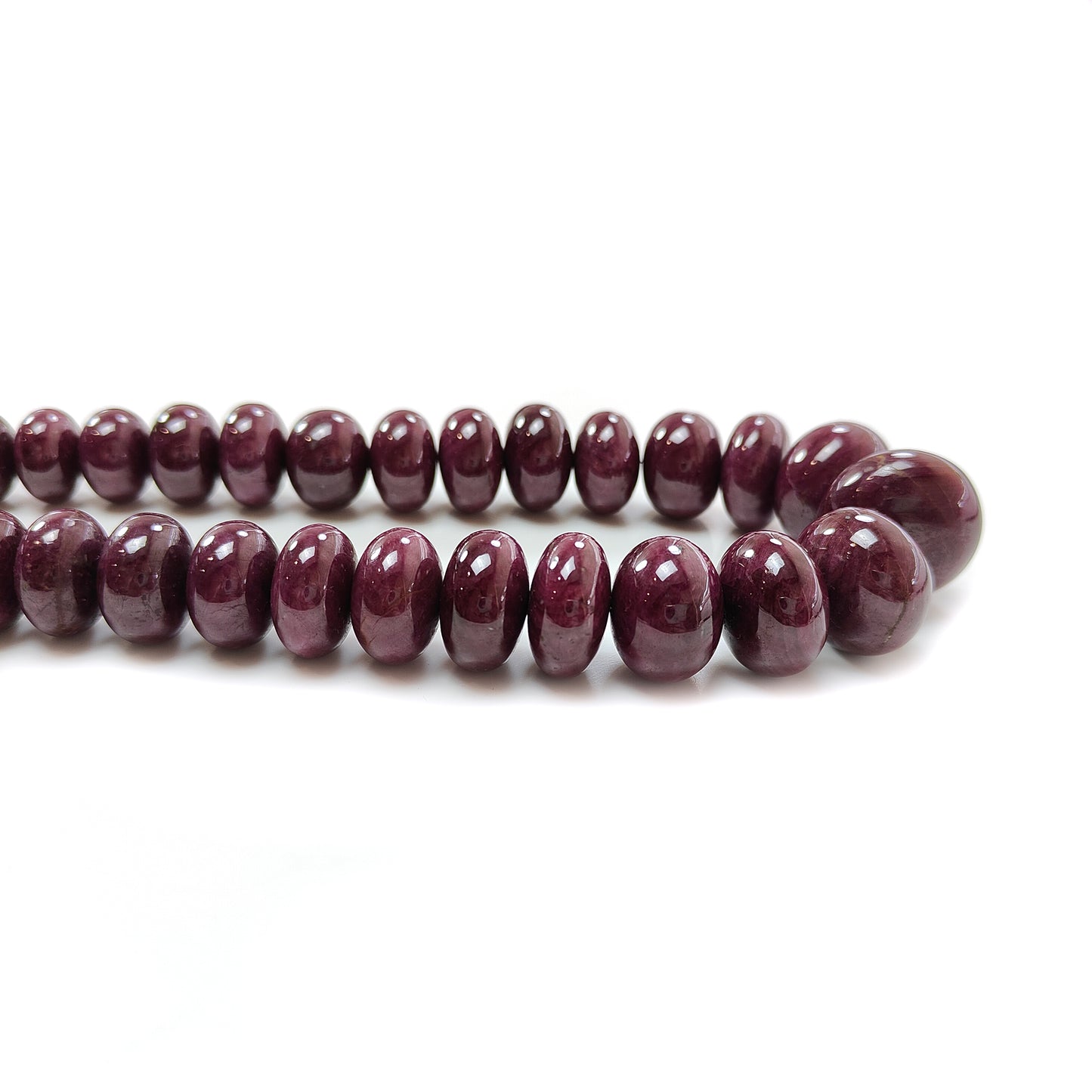 red ruby plain rondelle beads necklace