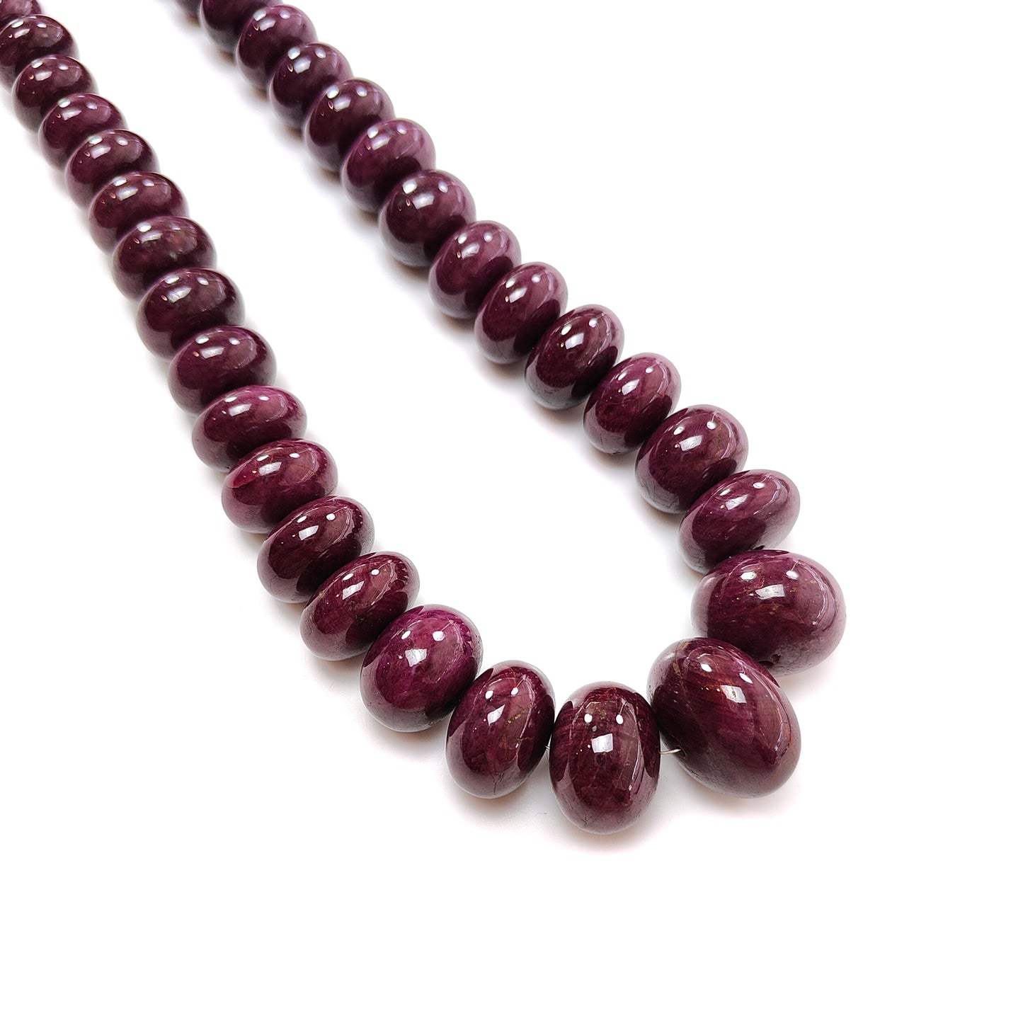 Ruby Gemstone Plain Necklace : 1794.00cts 925 Sterling Silver Natural Untreated Red Ruby Rondelle 15mm - 26mm 20"