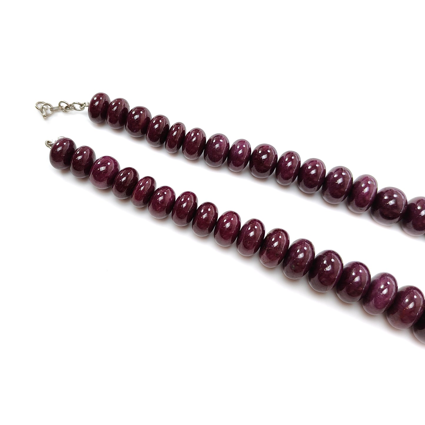 Ruby Gemstone Plain Necklace : 1794.00cts 925 Sterling Silver Natural Untreated Red Ruby Rondelle 15mm - 26mm 20"