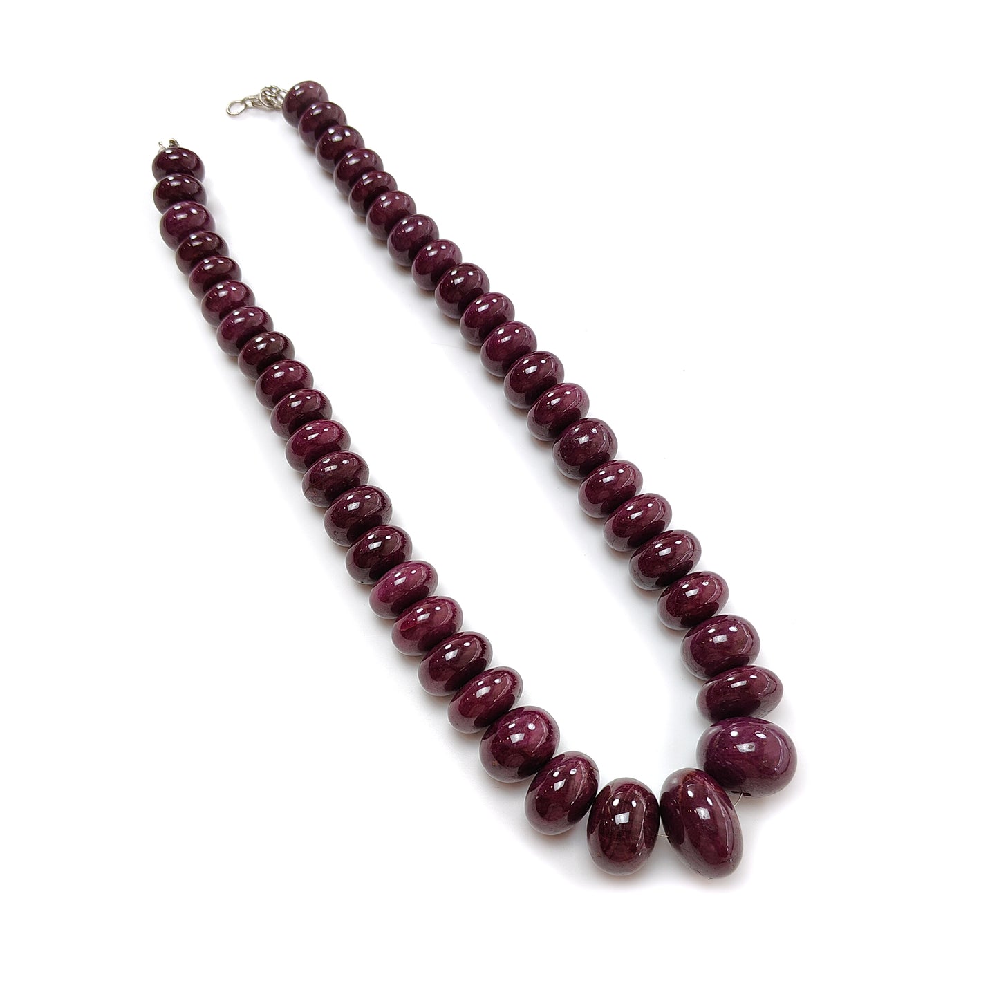 Ruby Gemstone Plain Necklace : 1794.00cts 925 Sterling Silver Natural Untreated Red Ruby Rondelle 15mm - 26mm 20"