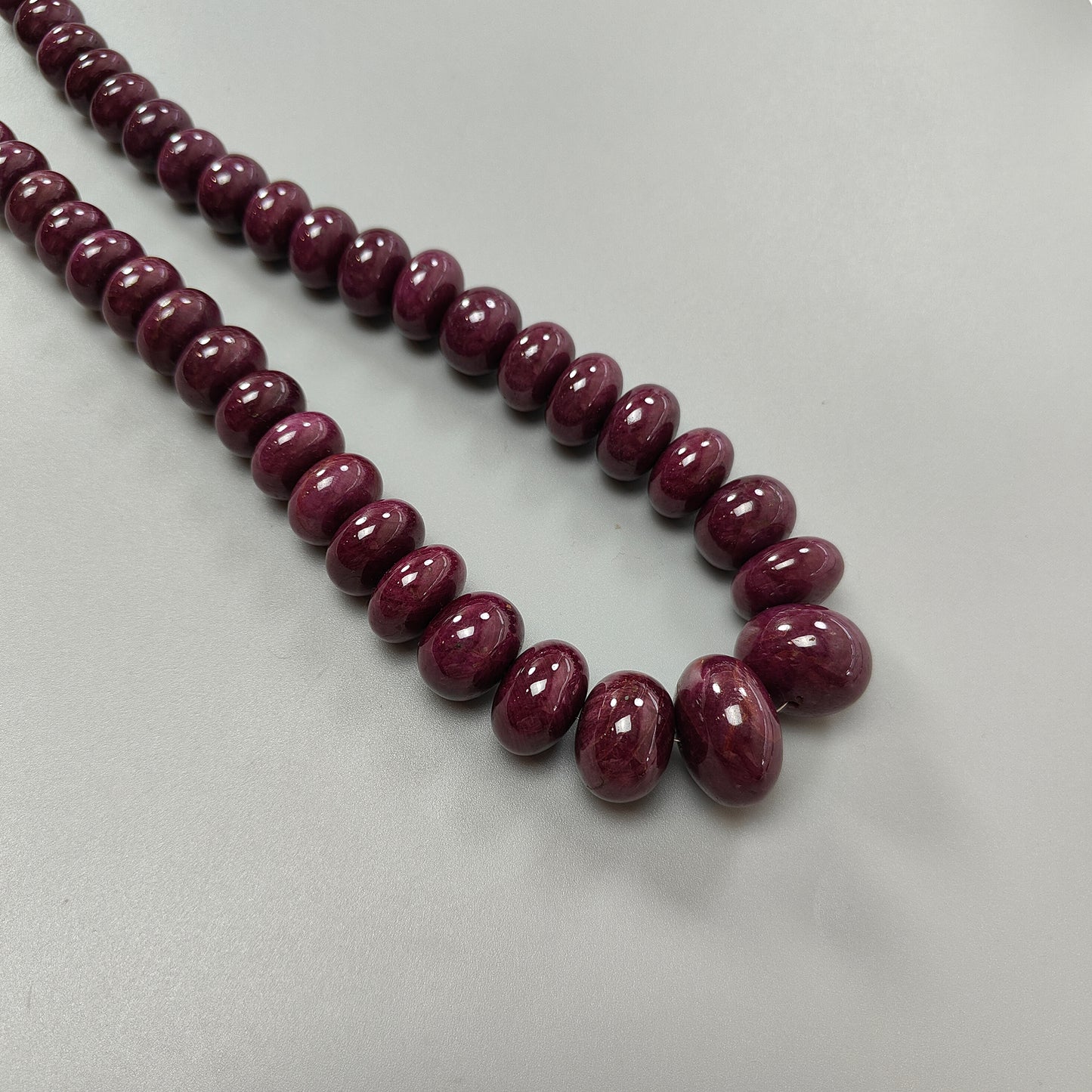 Ruby Gemstone Plain Necklace : 1794.00cts 925 Sterling Silver Natural Untreated Red Ruby Rondelle 15mm - 26mm 20"