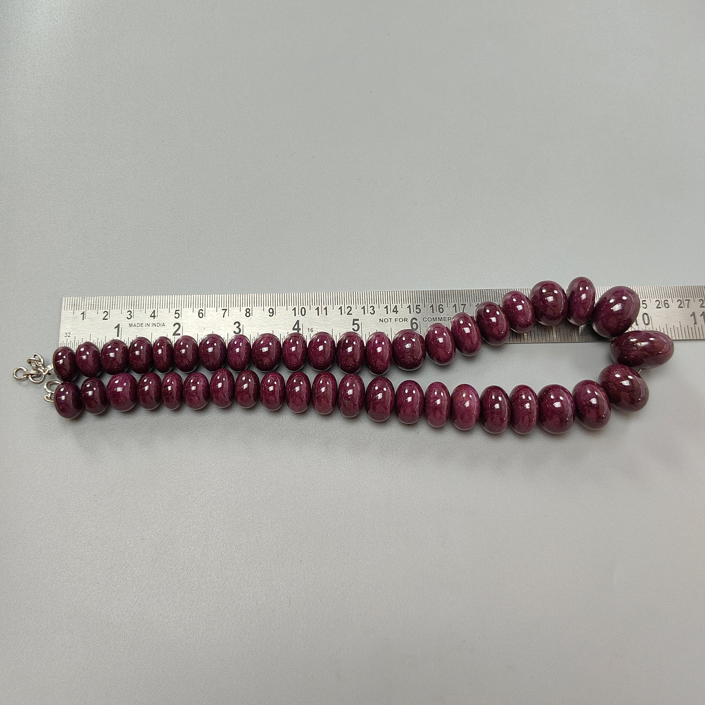 Ruby Gemstone Plain Necklace : 1794.00cts 925 Sterling Silver Natural Untreated Red Ruby Rondelle 15mm - 26mm 20"