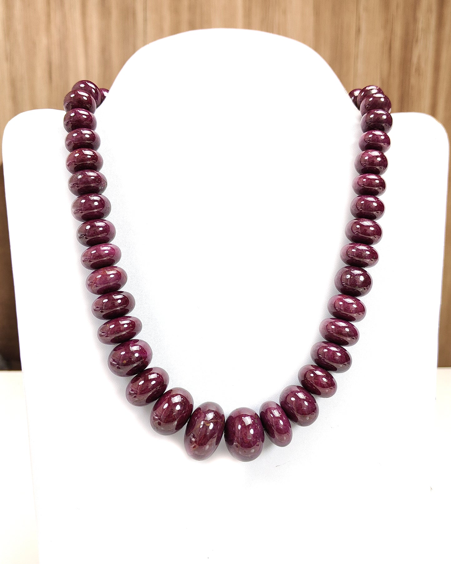 Ruby Gemstone Plain Necklace : 1794.00cts 925 Sterling Silver Natural Untreated Red Ruby Rondelle 15mm - 26mm 20"