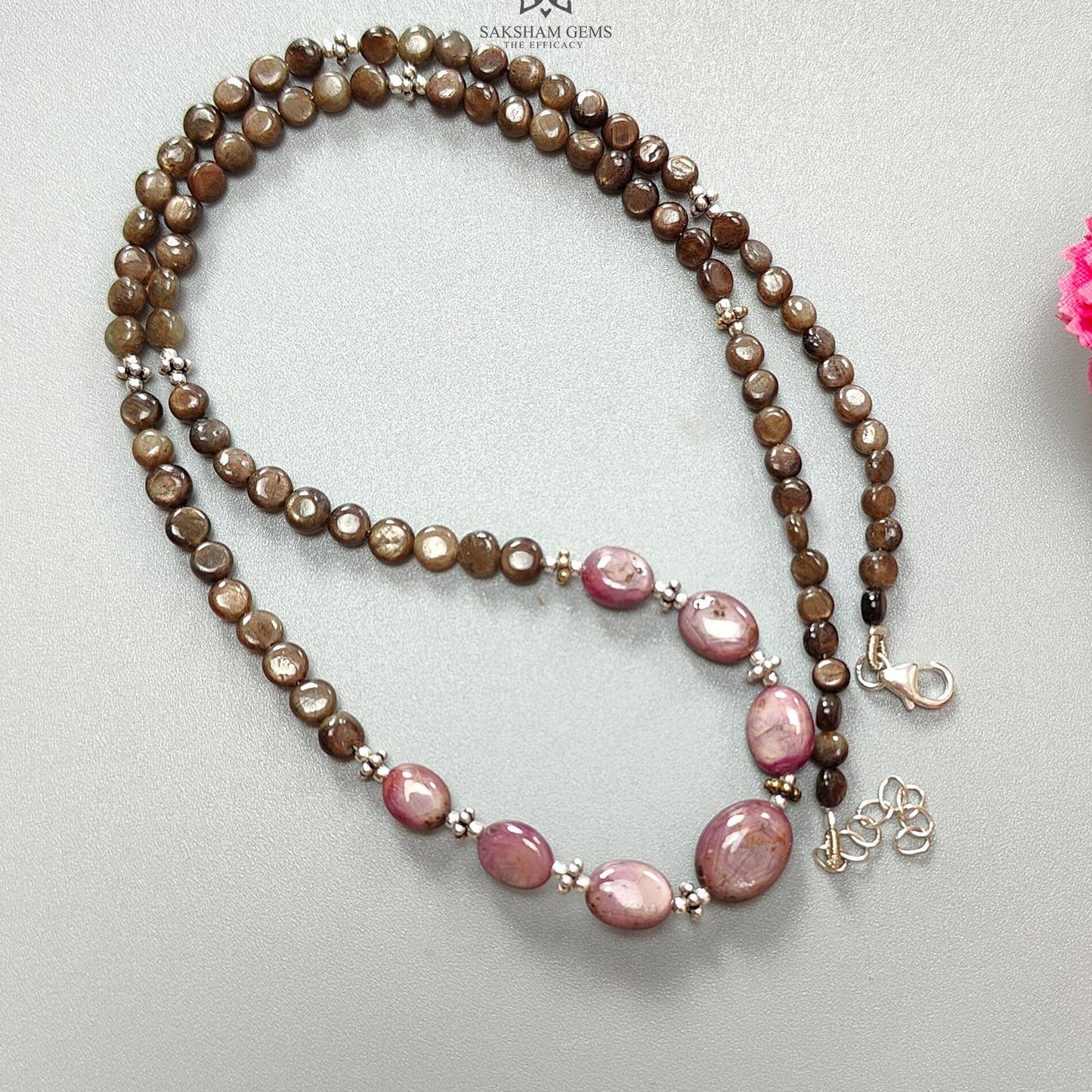 Golden Sapphire Gemstone Beads Necklace : 80.00cts Natural Untreated Star Ruby Plain Round Oval Shapes 925 Sterling Silver 4mm - 5mm 18"