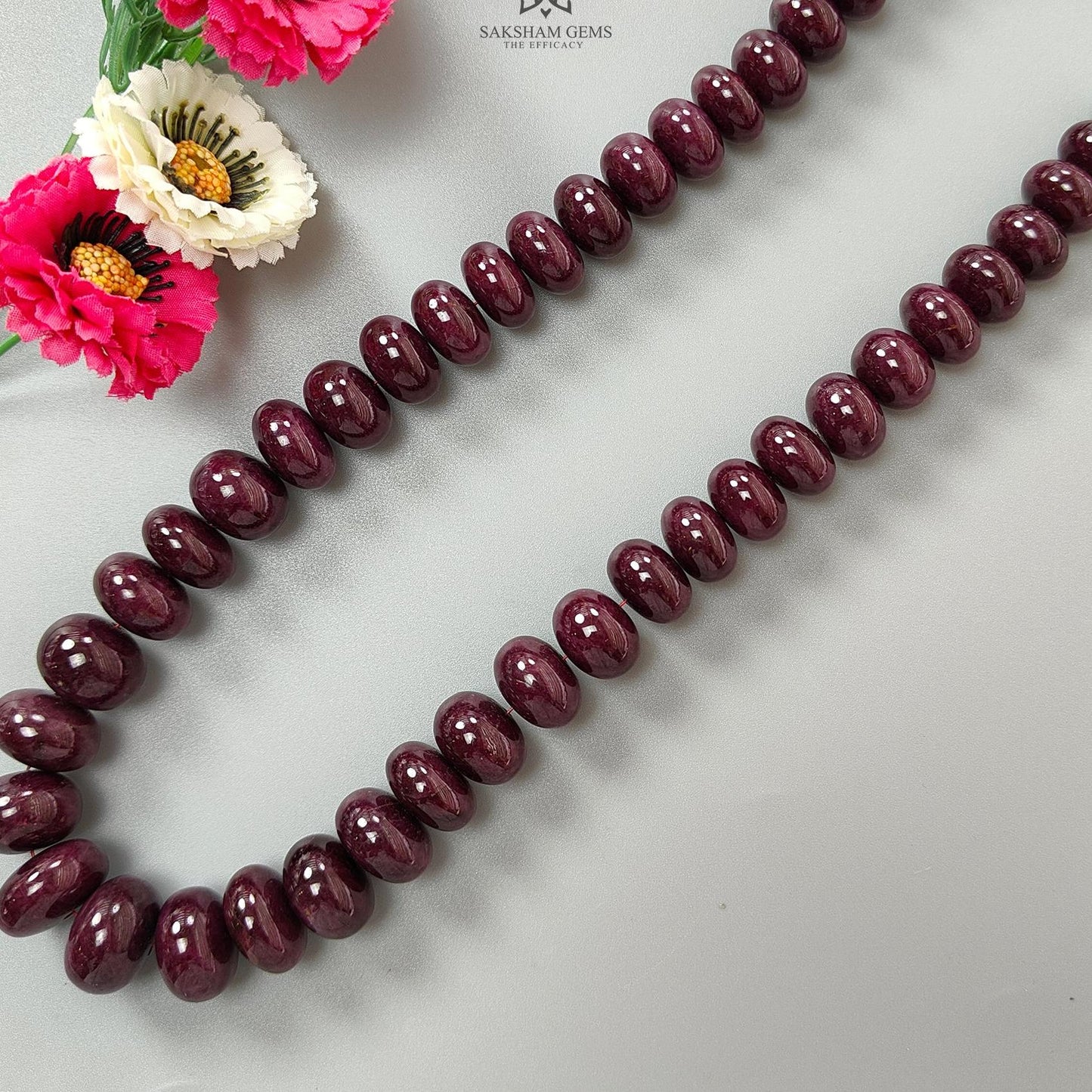 Ruby Gemstone Rondelle Necklace : 1685.00cts Natural Untreated Red Ruby Plain Necklace 15mm - 20mm 20"