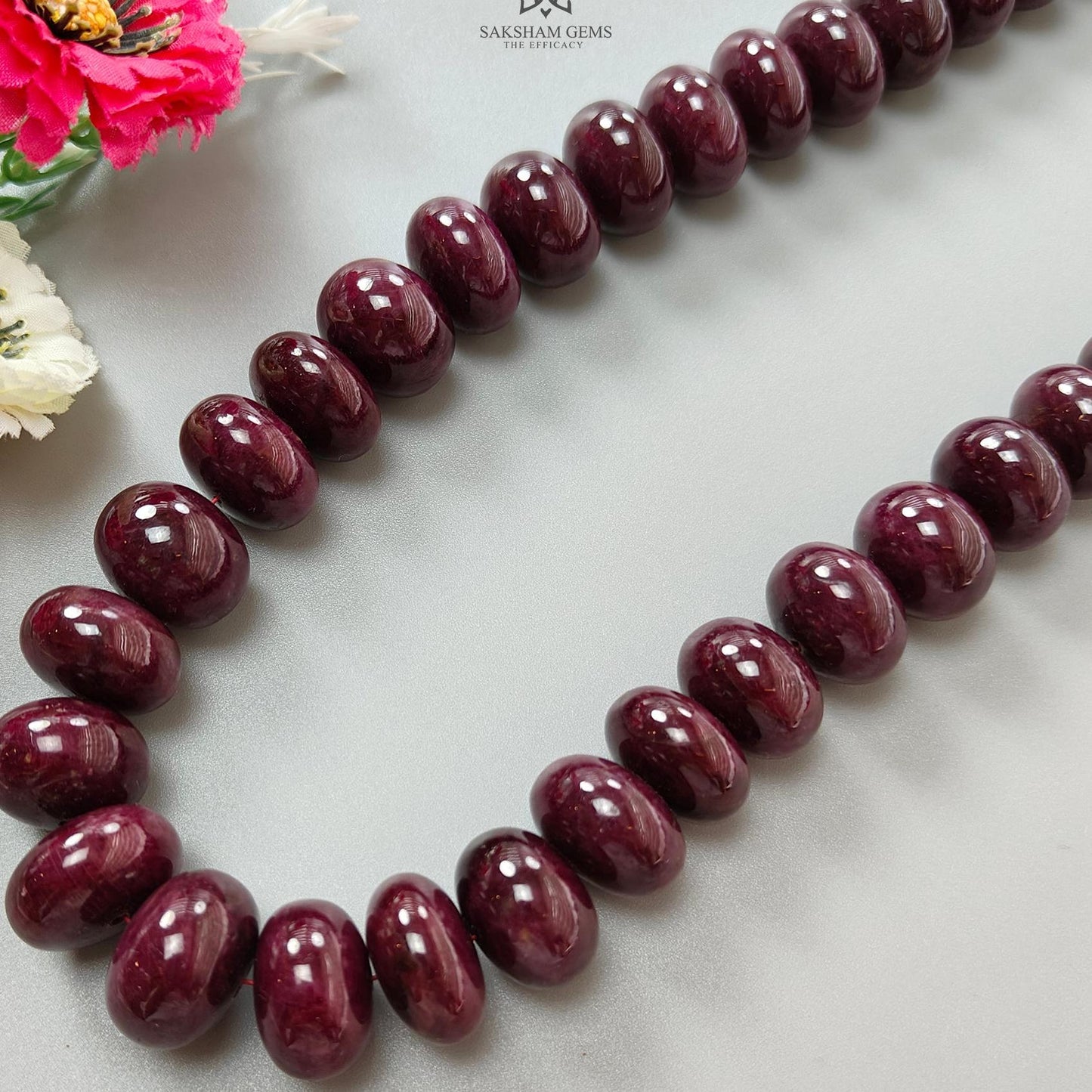 Ruby Gemstone Rondelle Necklace : 1685.00cts Natural Untreated Red Ruby Plain Necklace 15mm - 20mm 20"