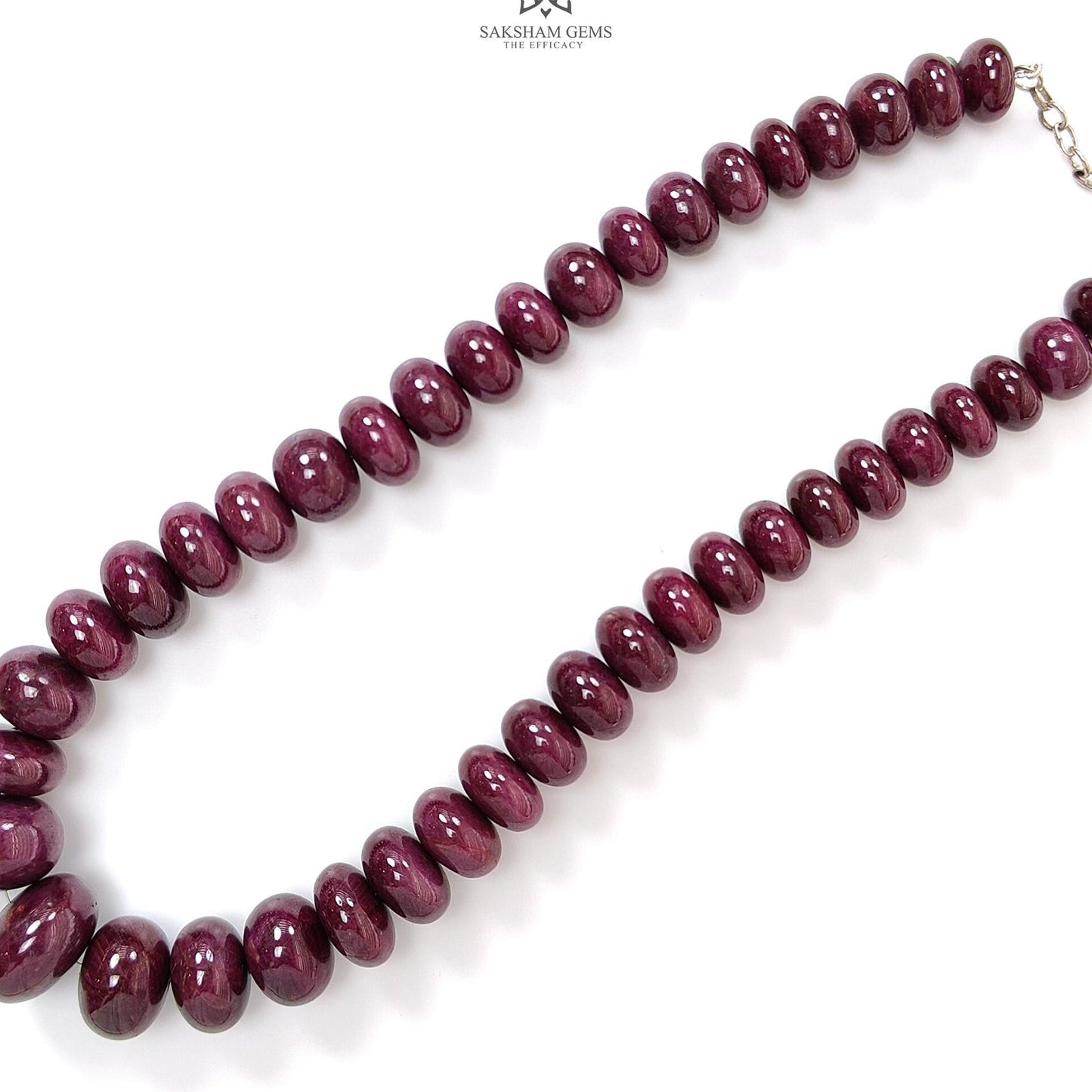 Ruby Gemstone Rondelle Necklace : 1794.80cts 925 Sterling Silver Natural Untreated Red Ruby Plain Necklace 15mm - 26mm 20"