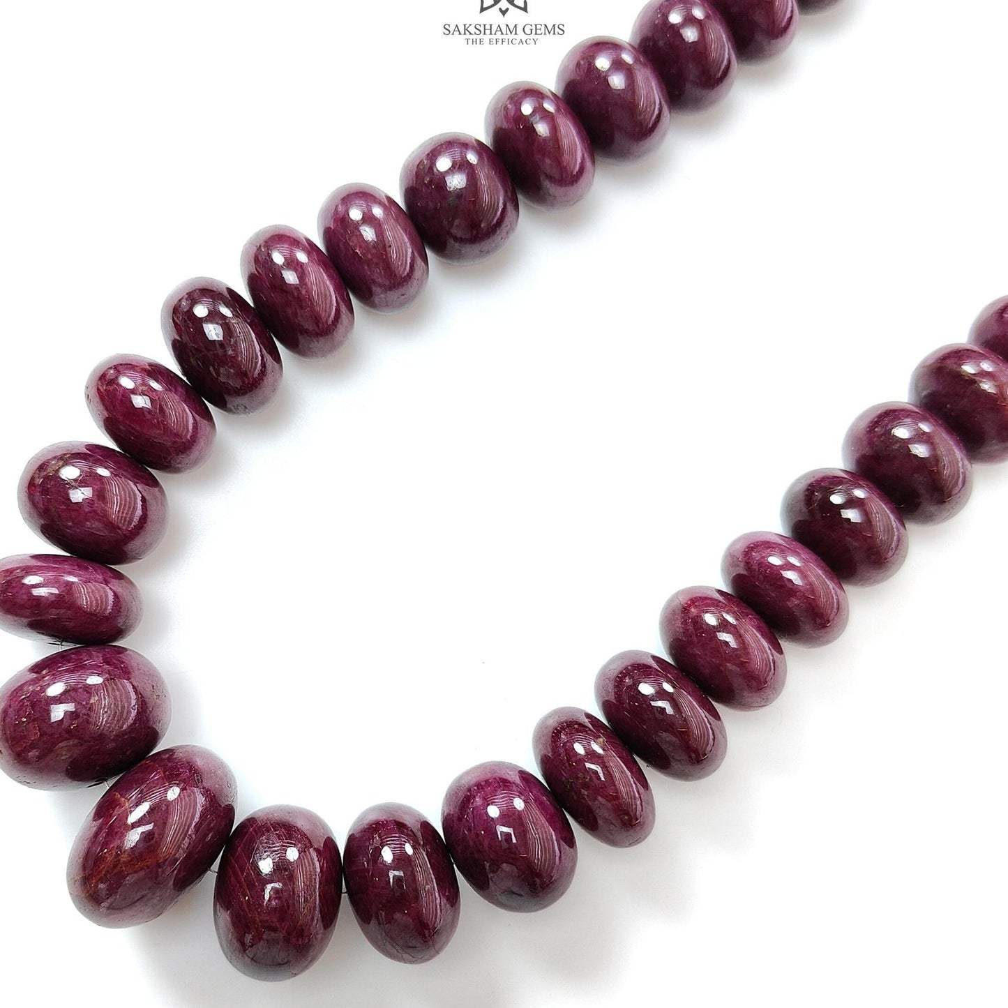 Ruby Gemstone Rondelle Necklace : 1794.80cts 925 Sterling Silver Natural Untreated Red Ruby Plain Necklace 15mm - 26mm 20"