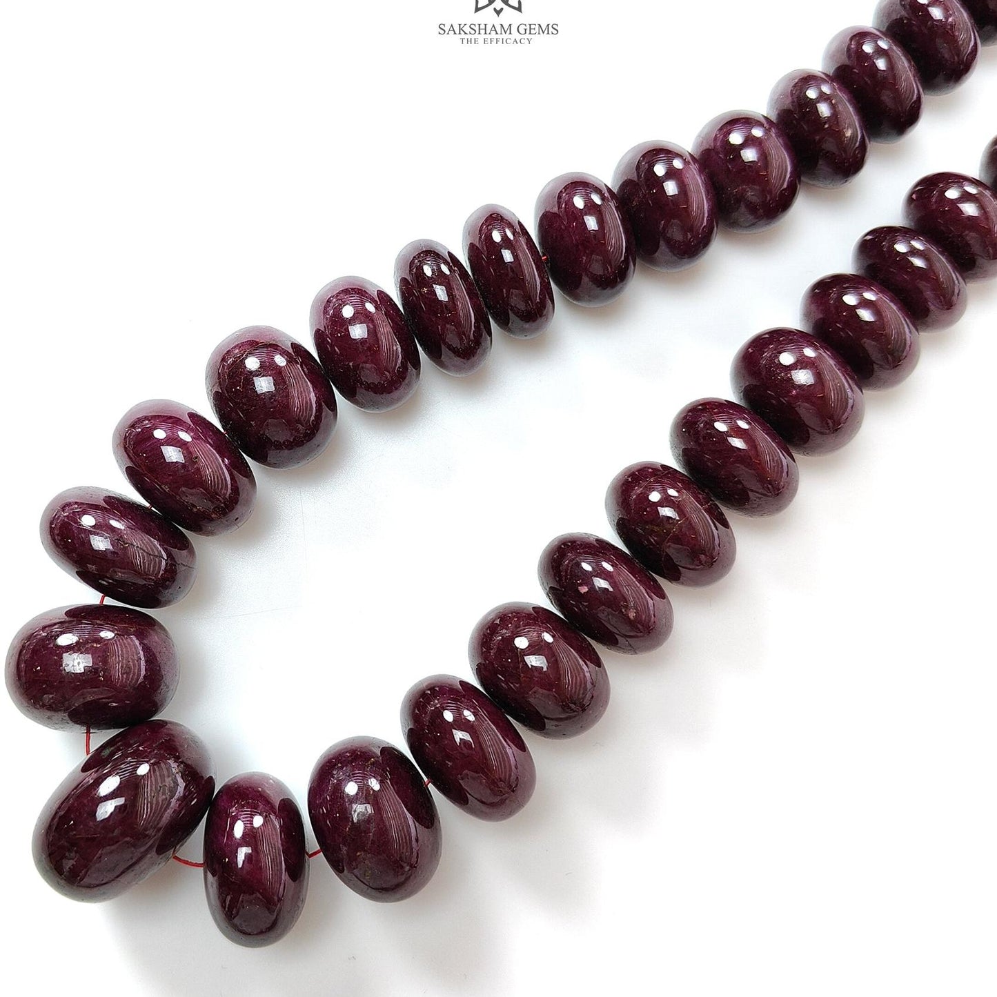 Ruby Gemstone Rondelle Necklace : 2239.90cts Natural Untreated Red Ruby Plain 15mm-29mm 20"