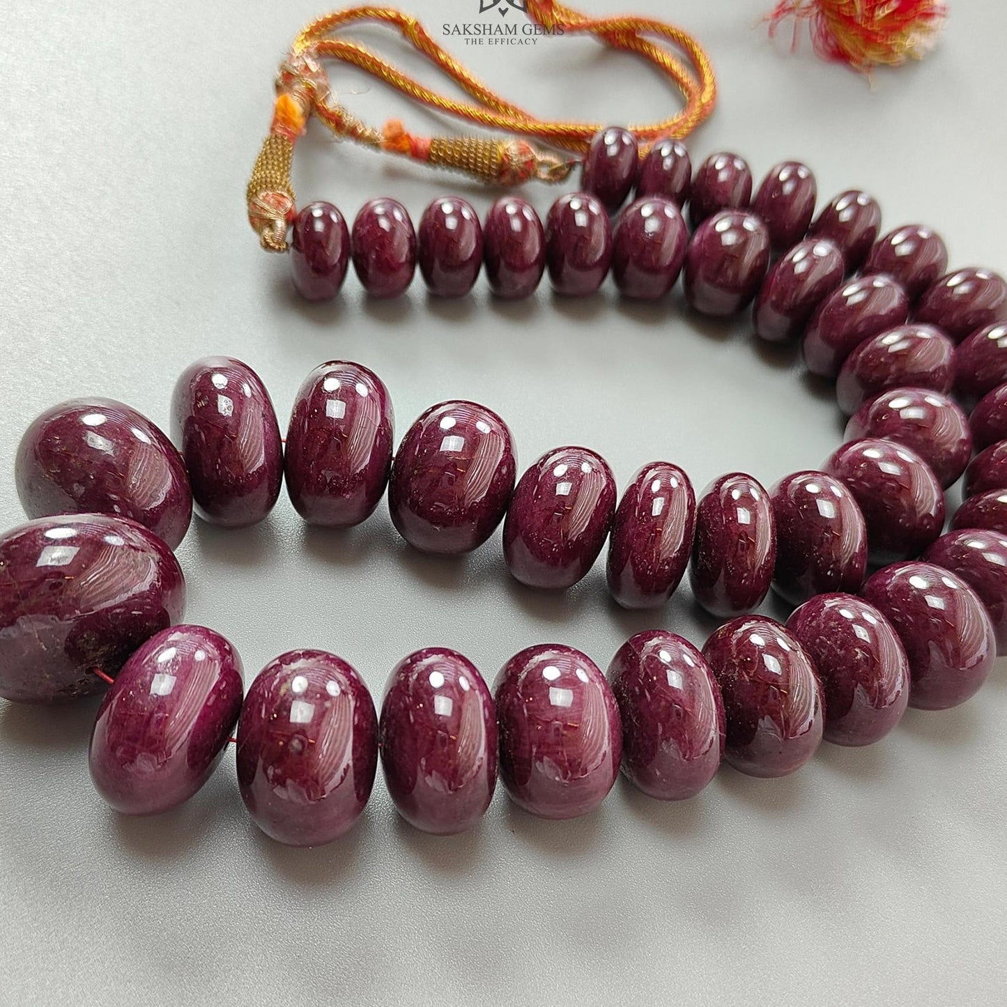 Ruby Gemstone Rondelle Necklace : 2239.90cts Natural Untreated Red Ruby Plain 15mm-29mm 20"
