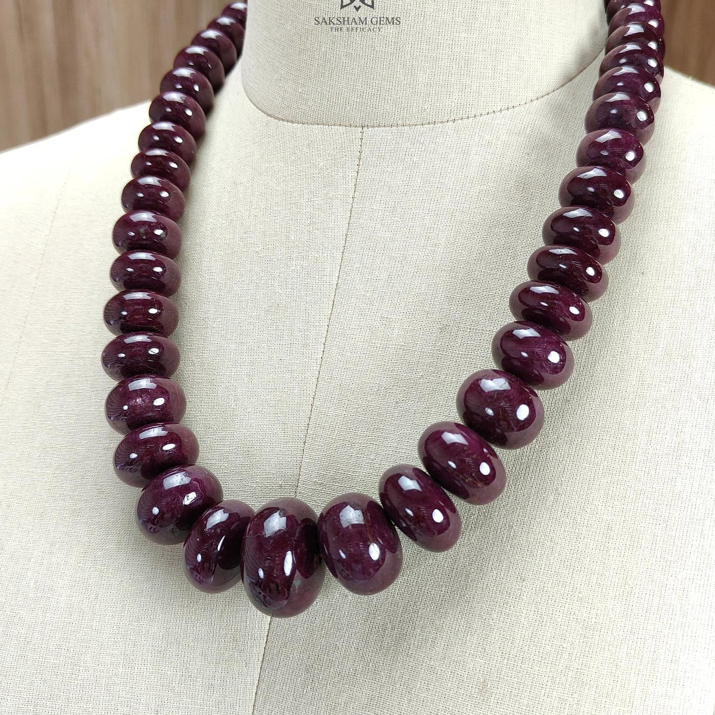 Ruby Gemstone Rondelle Necklace : 2239.90cts Natural Untreated Red Ruby Plain 15mm-29mm 20"
