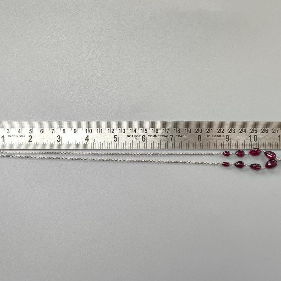 Rubellite Tourmaline Necklace: 41.50cts Natural Untreated Tourmaline 925 Sterling Silver Plain Pear 6*4mm - 12*8mm 22"