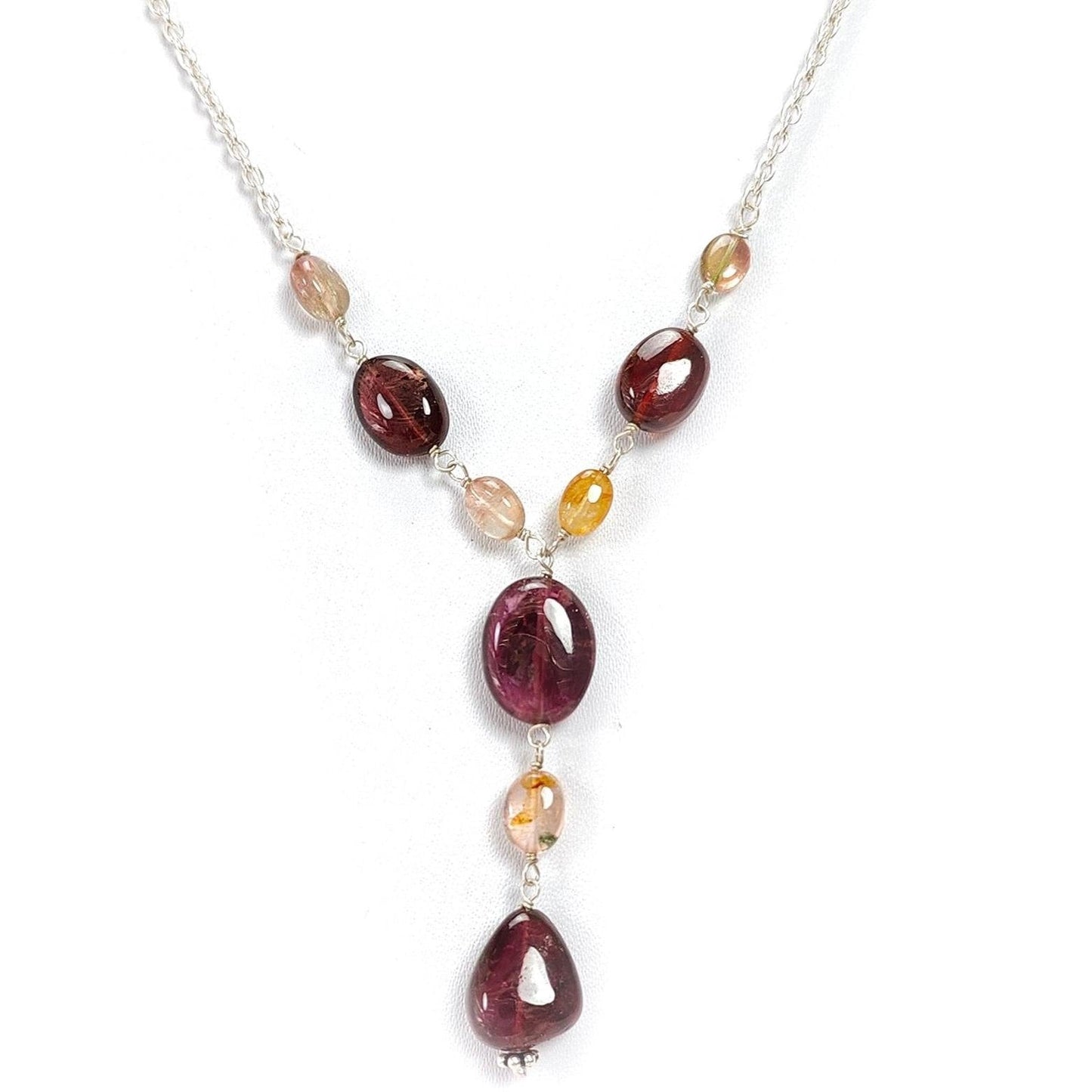 Rubellite Pink Tourmaline Beads Chain Necklace 45.50cts