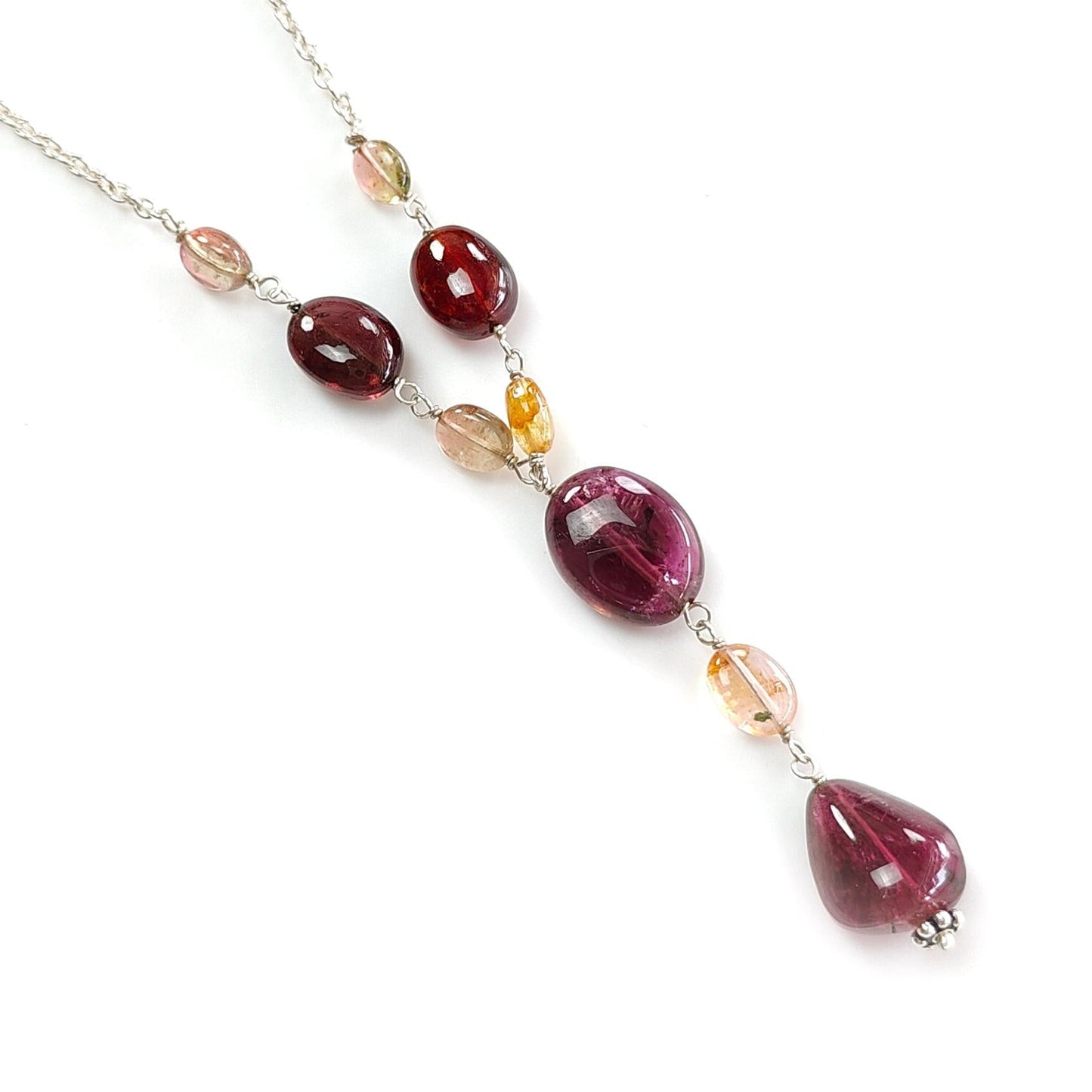 Rubellite Pink Tourmaline Beads Chain Necklace 45.50cts