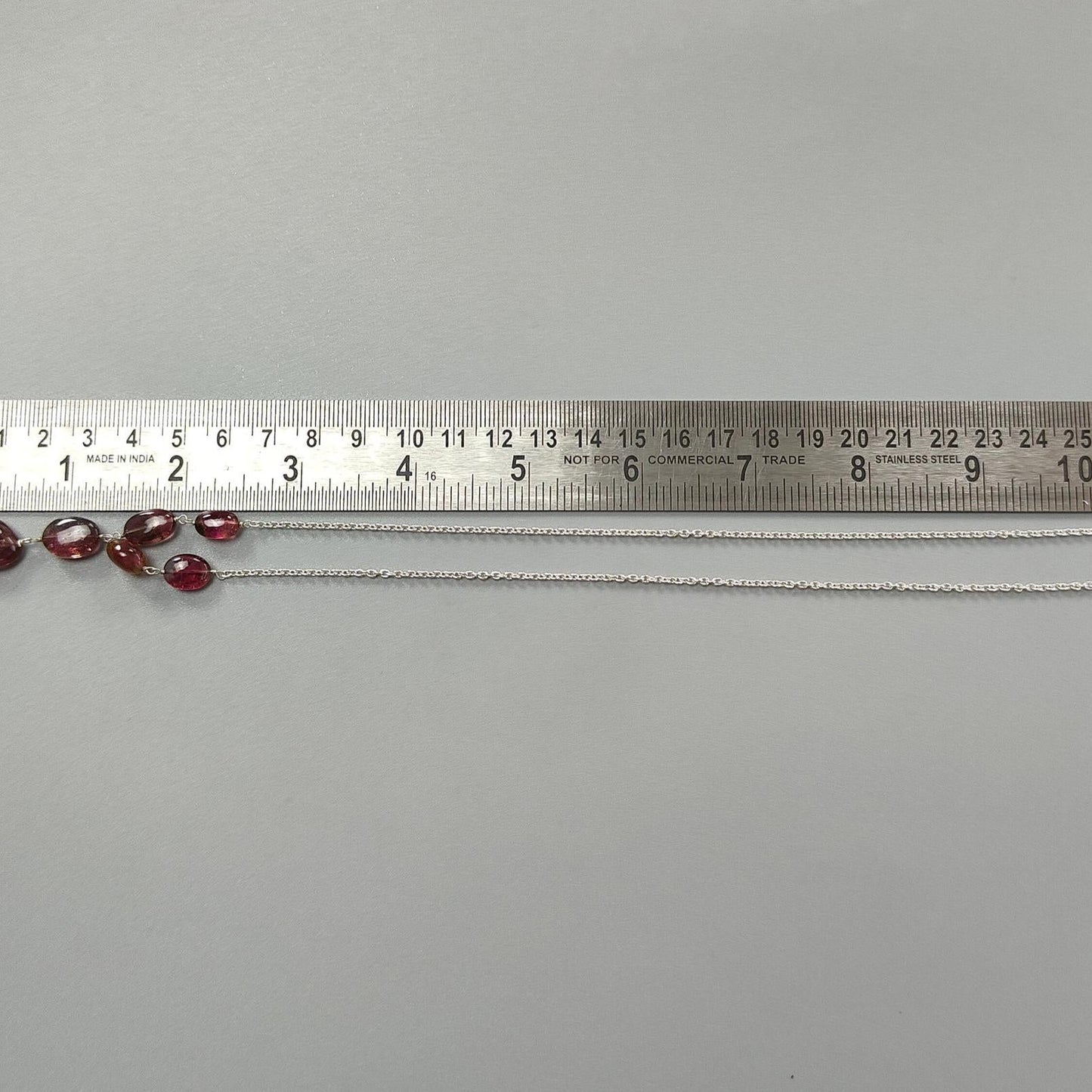 Rubellite Pink Tourmaline Beads Chain Necklace: 52.00cts Natural Untreated Tourmaline 925 Sterling Silver Plain Oval 10*7.5mm - 15*12mm 22"