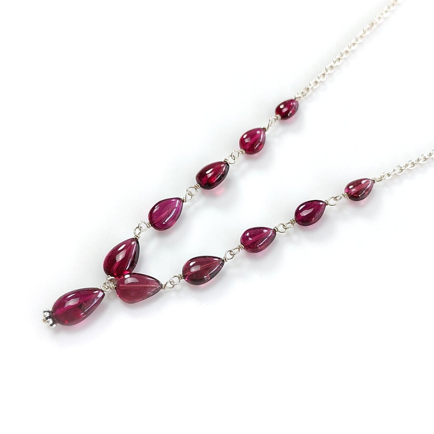 Rubellite Tourmaline Necklace: 32.00cts Natural Untreated Pink Tourmaline 925 Sterling Silver Plain Pear 5*4mm - 9*6mm 20"