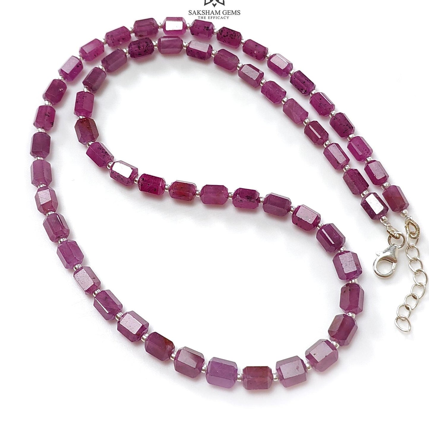 Raspberry Purple Ruby Faceted Beads Necklace 94.05cts