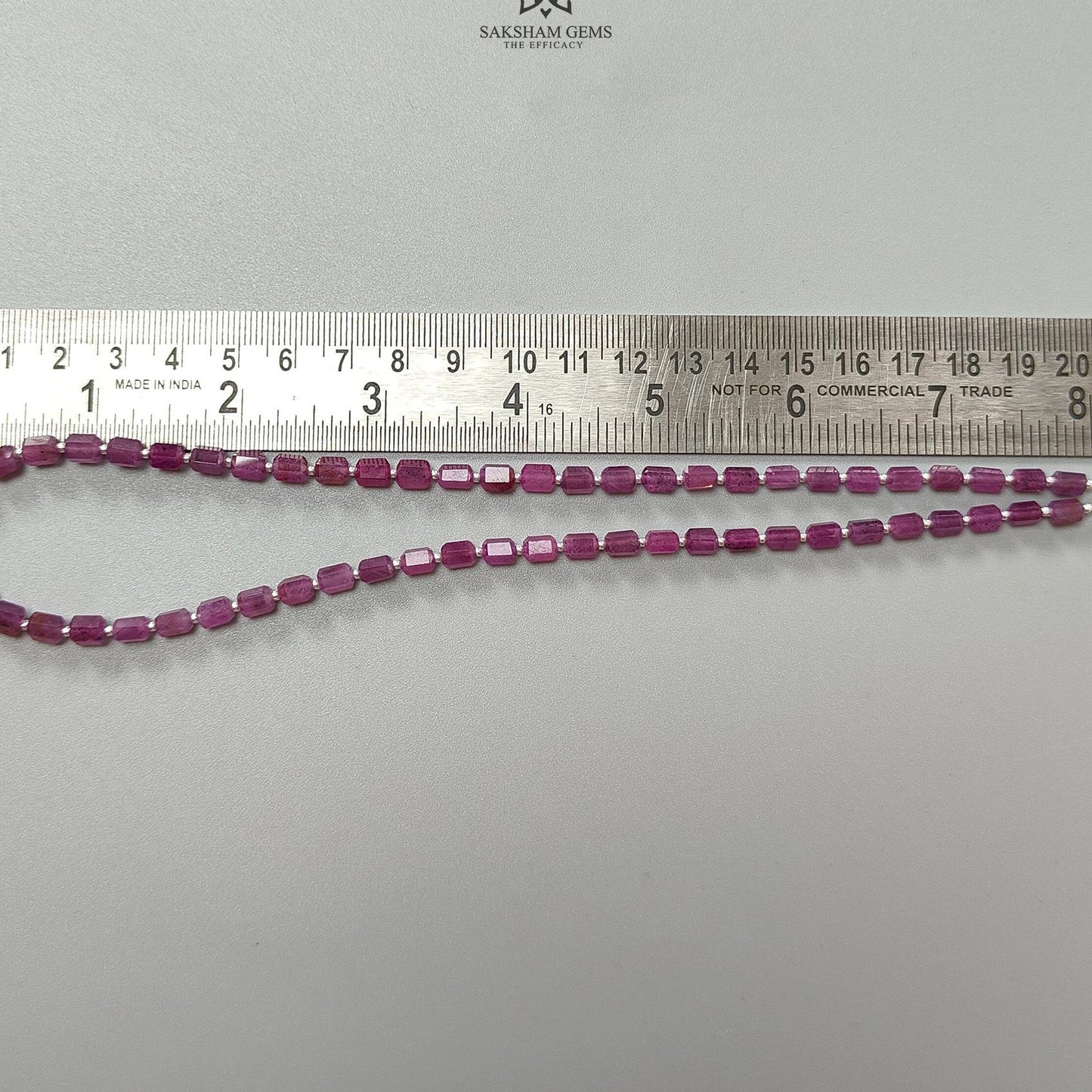 Raspberry Purple Ruby Faceted Beads Necklace: 94.05cts Natural Untreated Ruby 925 Sterling Silver Fancy Shape 6mm 16"