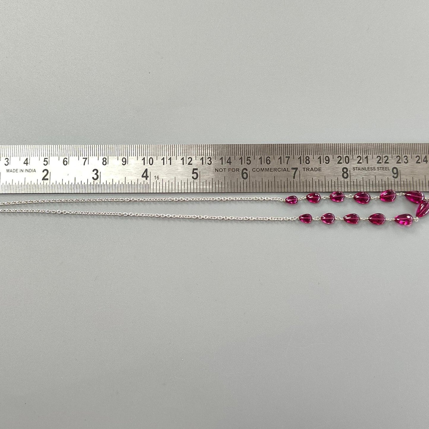 Rubellite Tourmaline Necklace: 34.35cts Natural Untreated Pink Tourmaline 925 Sterling Silver Plain Pear 6*5mm - 9*7mm 20"