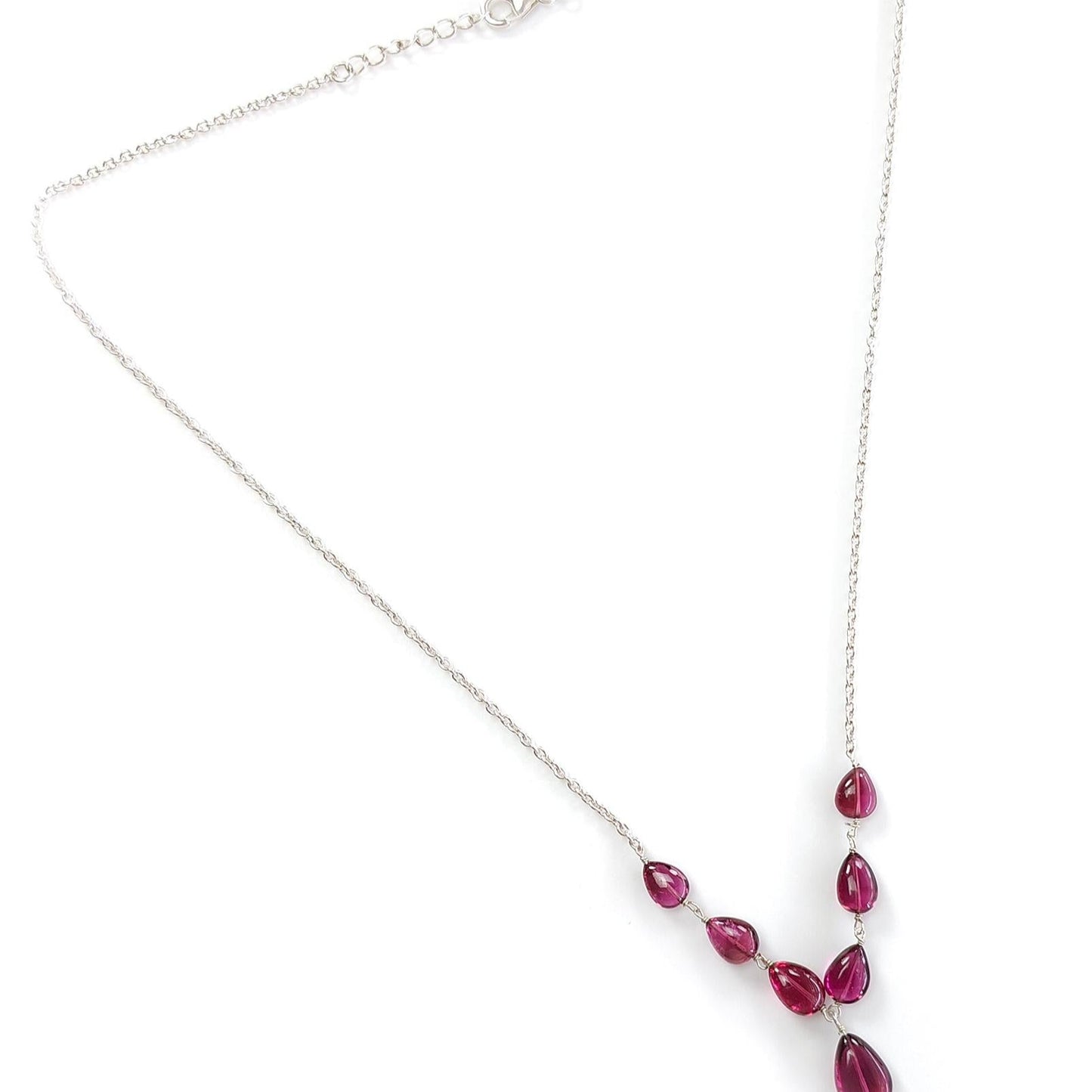 Rubellite Tourmaline Necklace: 36.00cts Natural Pink Tourmaline 925 Sterling Silver Plain Pear 8*6mm - 12*8mm 21"