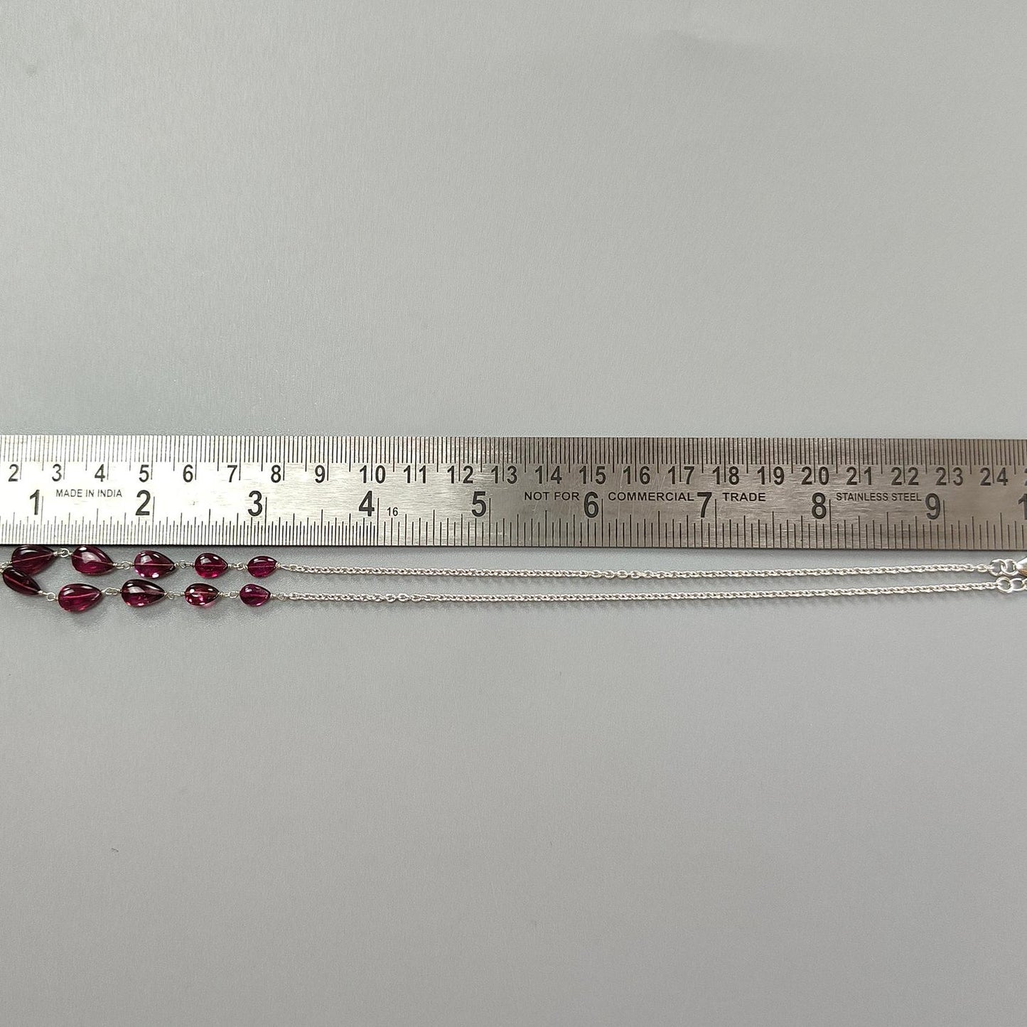 Rubellite Tourmaline Necklace: 34.50cts Natural Untreated Pink Tourmaline 925 Sterling Silver Plain Pear 20"