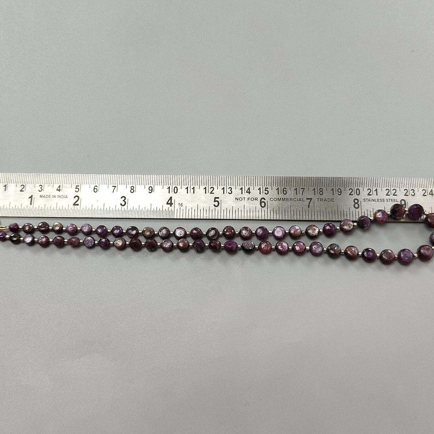 Pink Sapphire Gemstone Beads Necklace: 162.00cts Natural Untreated Raspberry Sapphire Plain Side Faceted Round Brass Necklace 5mm - 9mm 19"